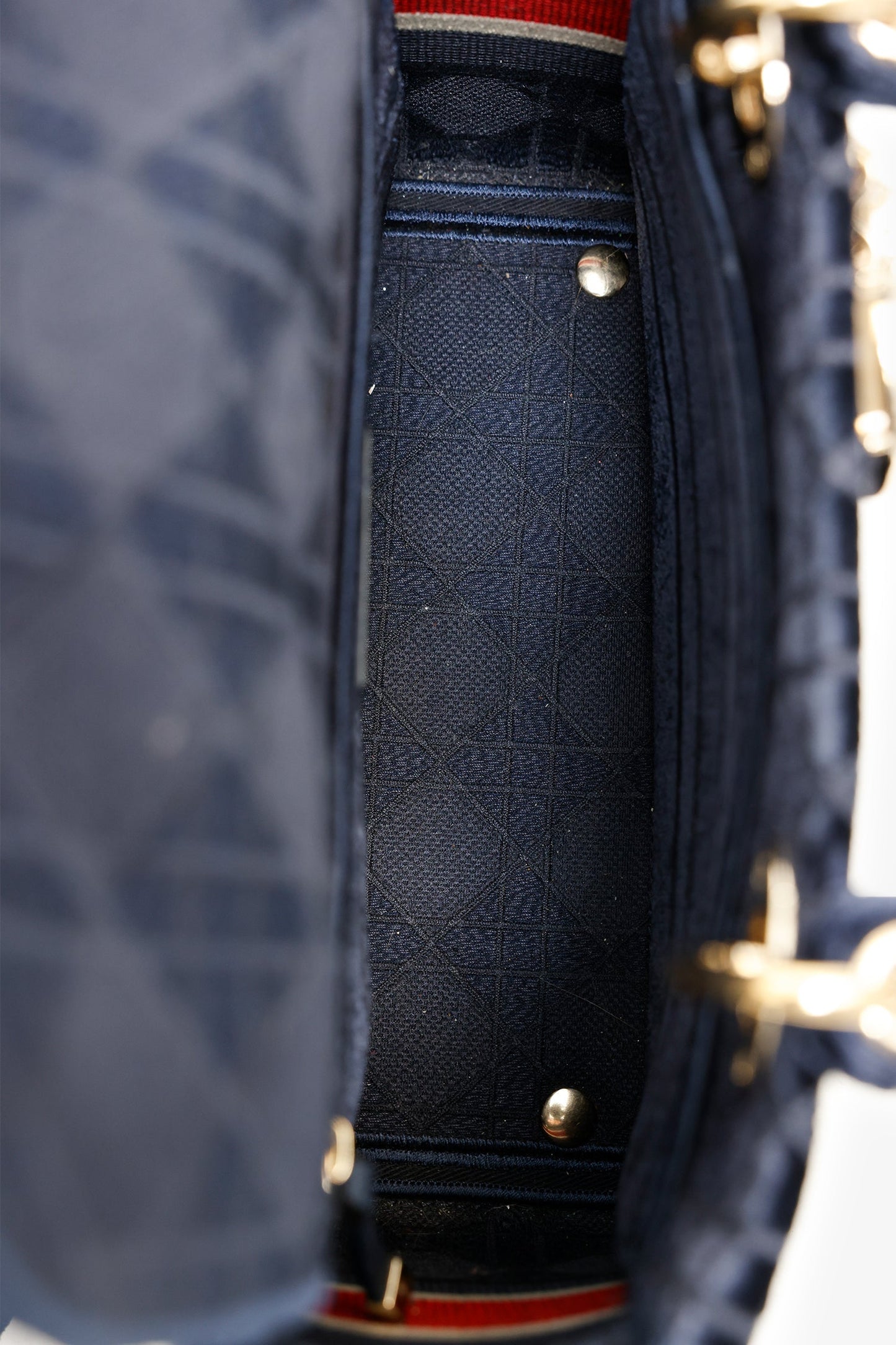 Christian Dior 2021 Blue Velvet 'Cannage D-Lite' Medium Bag With Strap