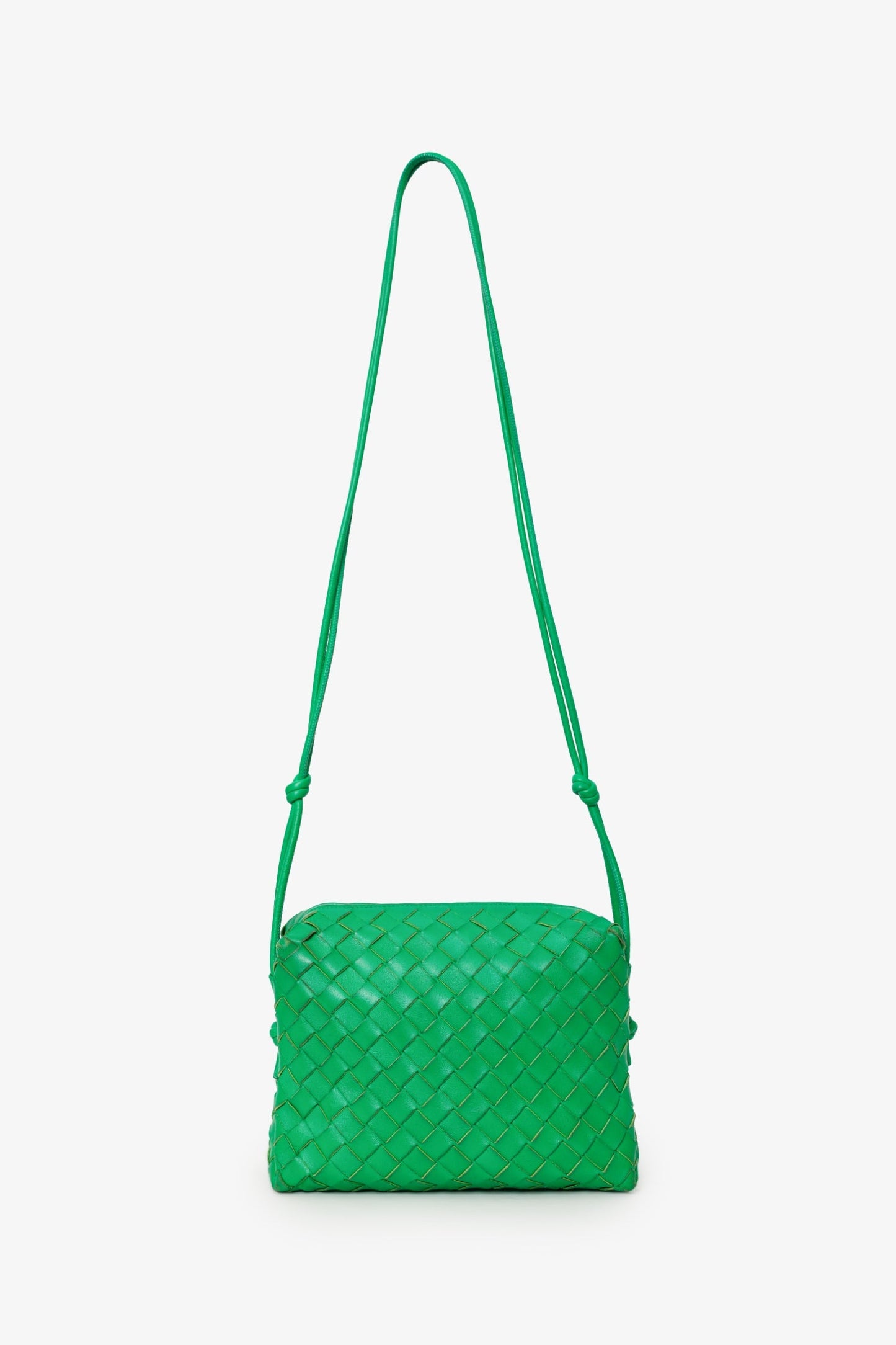 Bottega Veneta Green Leather Intrecciato Mini Loop Crossbody Bag