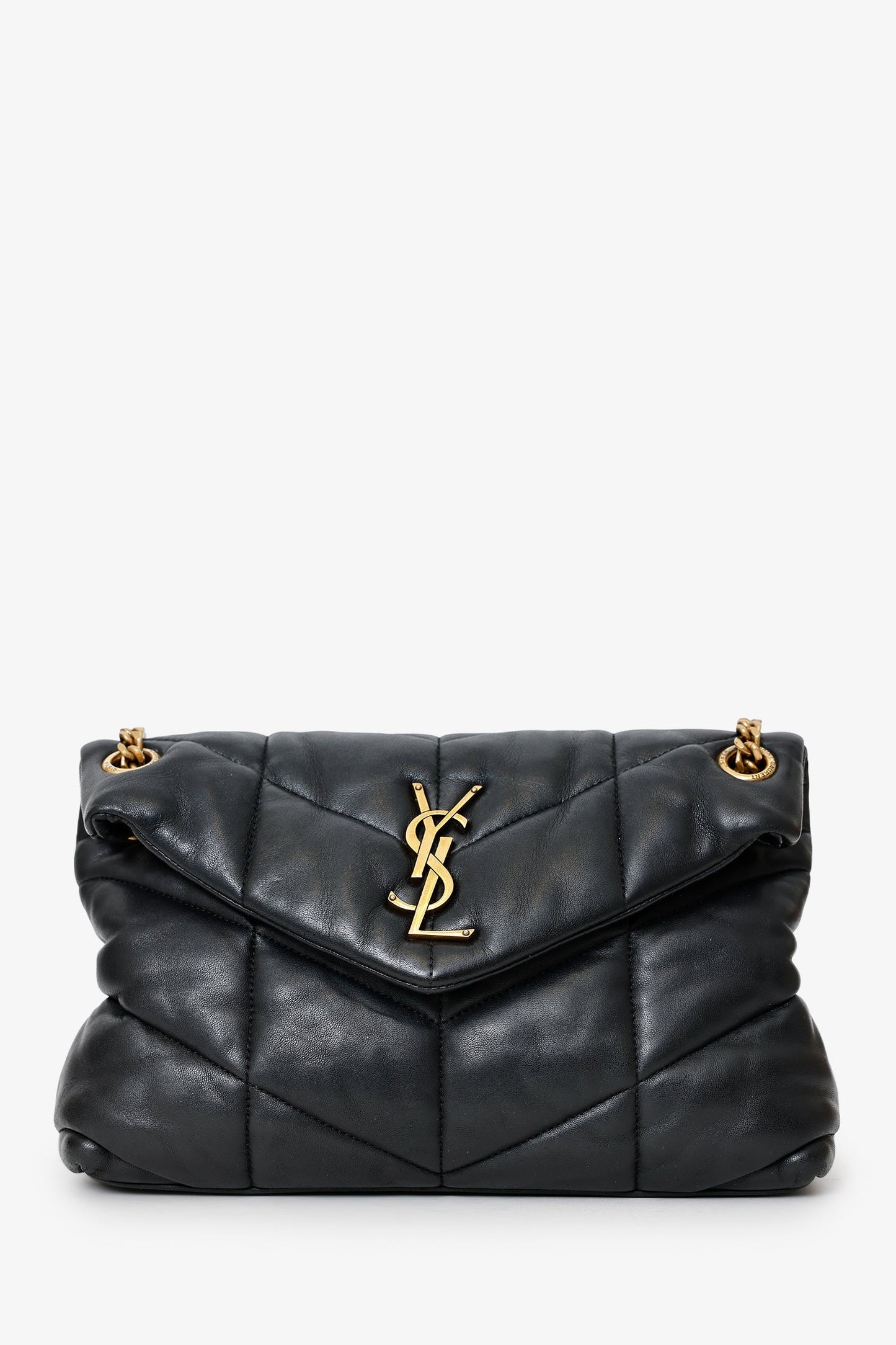 Saint Laurent Black Quilted Leather Small LouLou Puffer Shoulder Bag