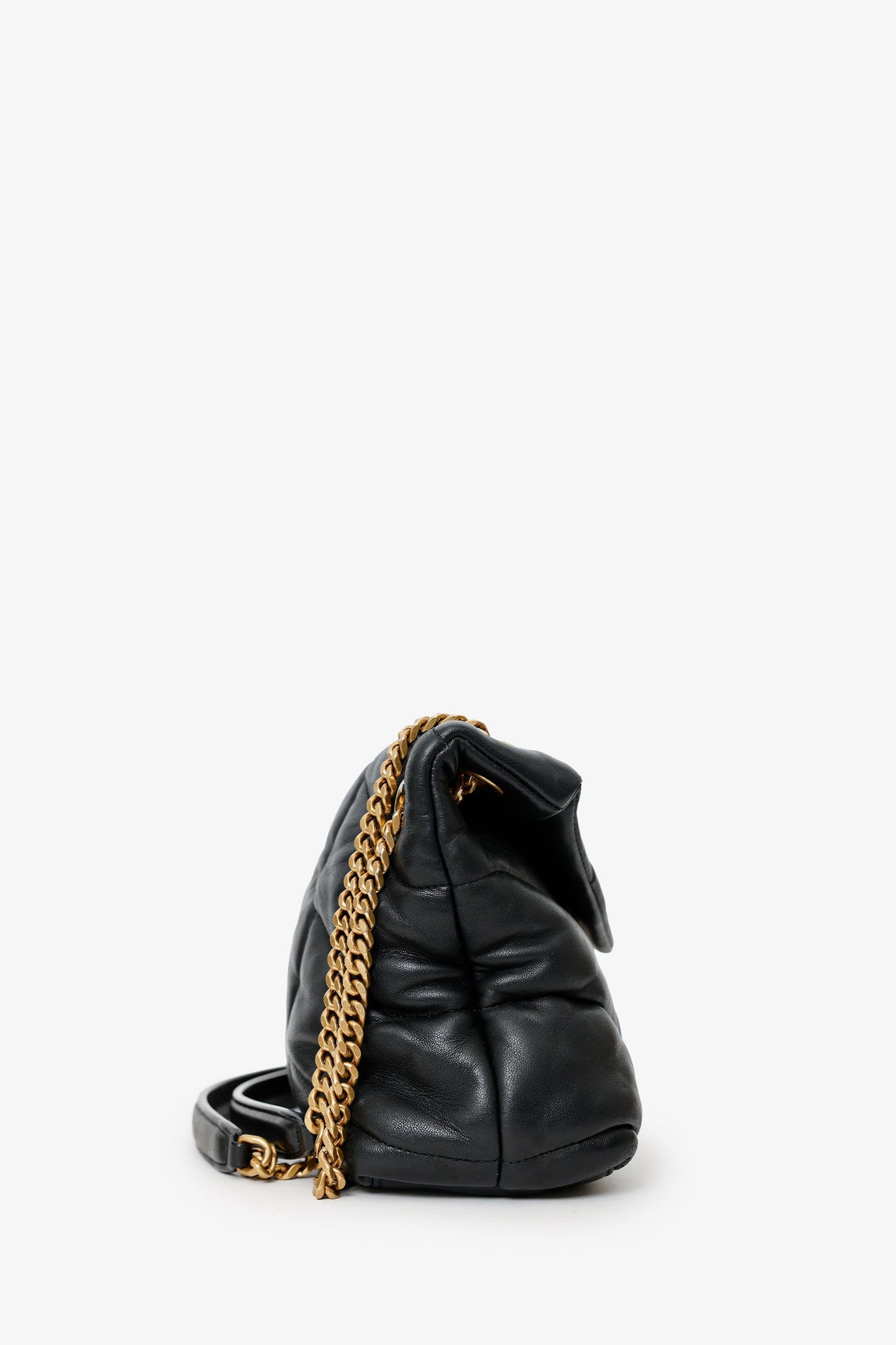 Saint Laurent Black Quilted Leather Small LouLou Puffer Shoulder Bag