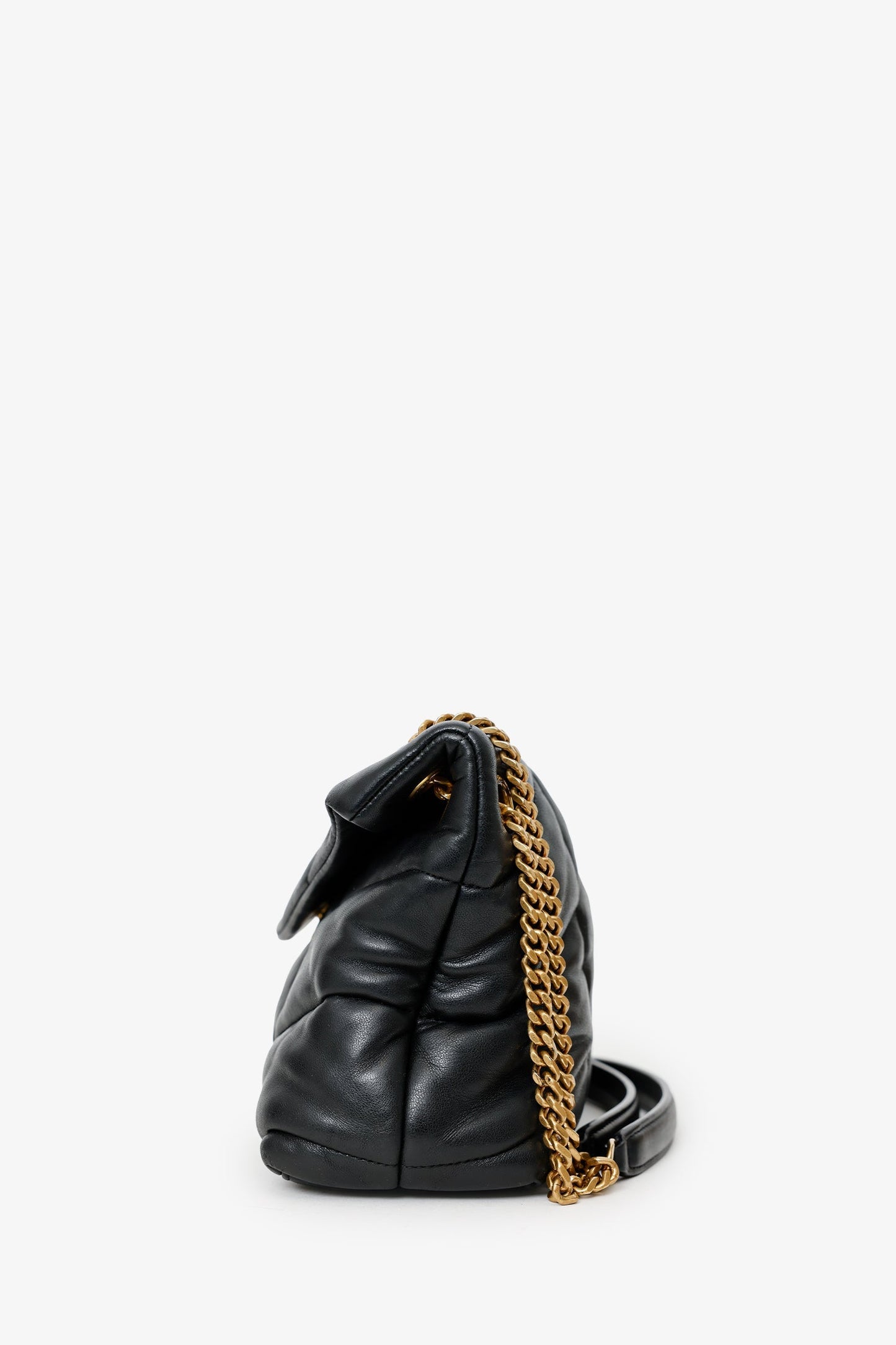 Saint Laurent Black Quilted Leather Small LouLou Puffer Shoulder Bag