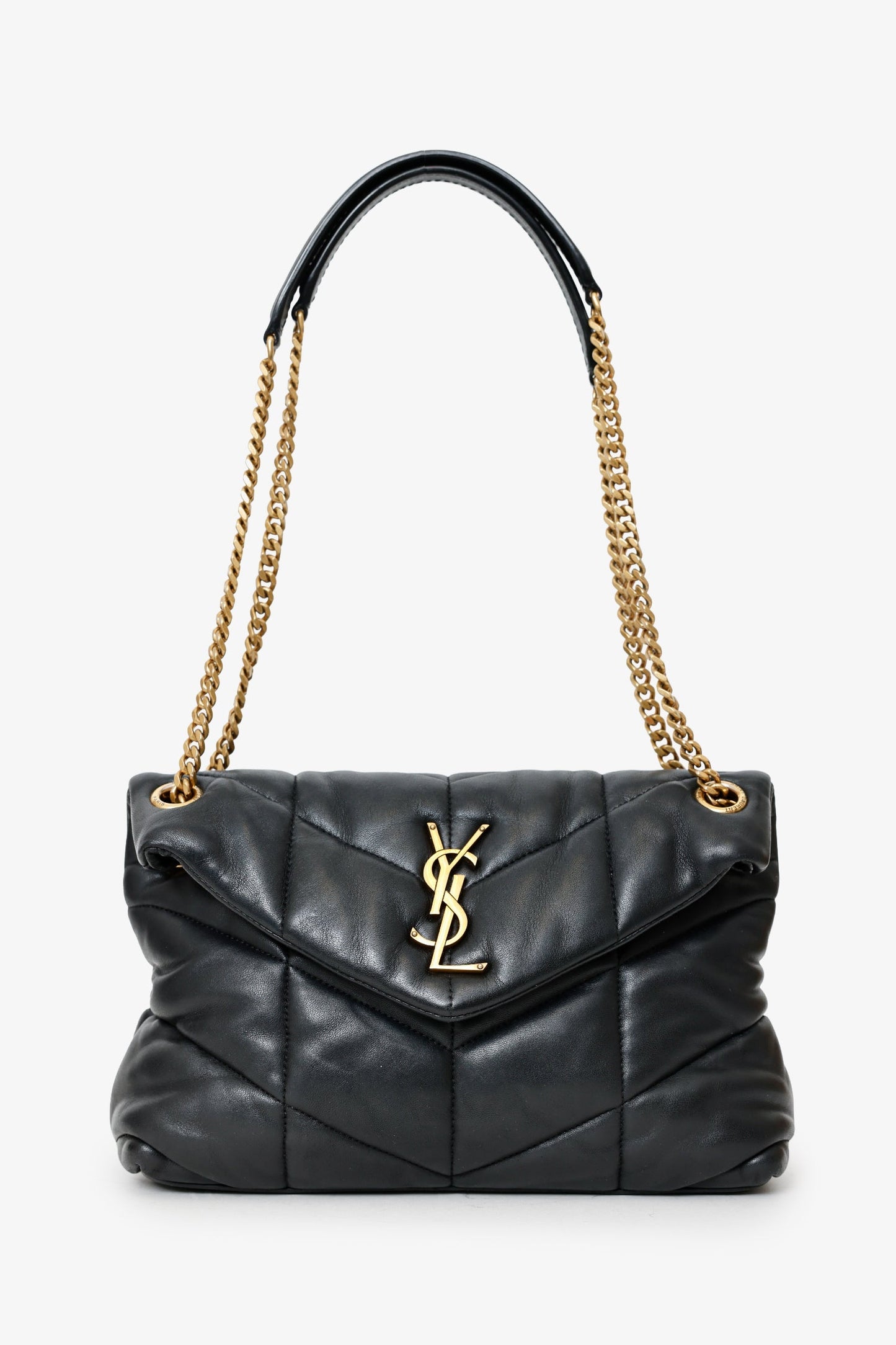 Saint Laurent Black Quilted Leather Small LouLou Puffer Shoulder Bag