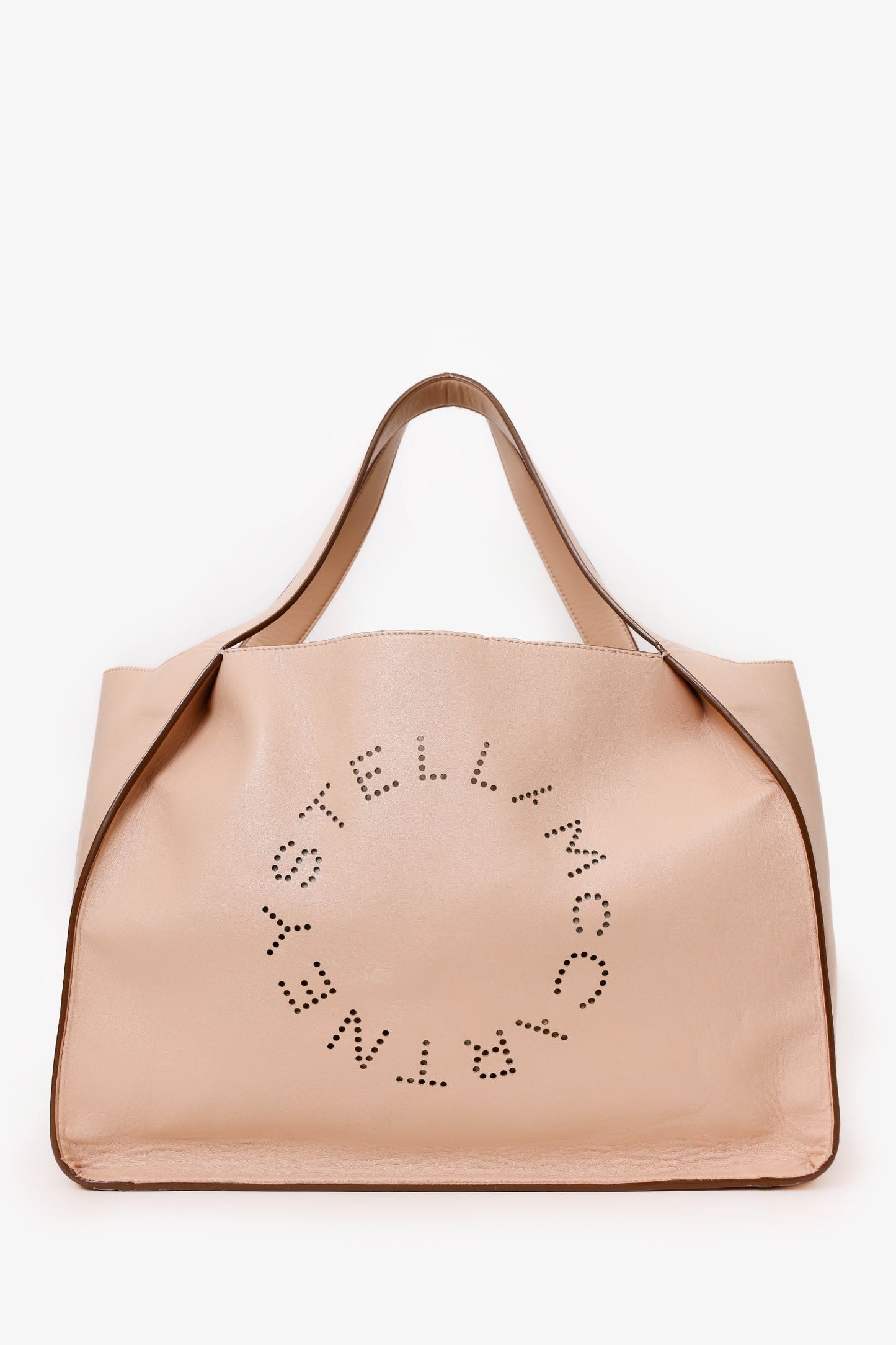 Stella McCartney Beige Faux Leather Perforated Logo Tote With Pouch