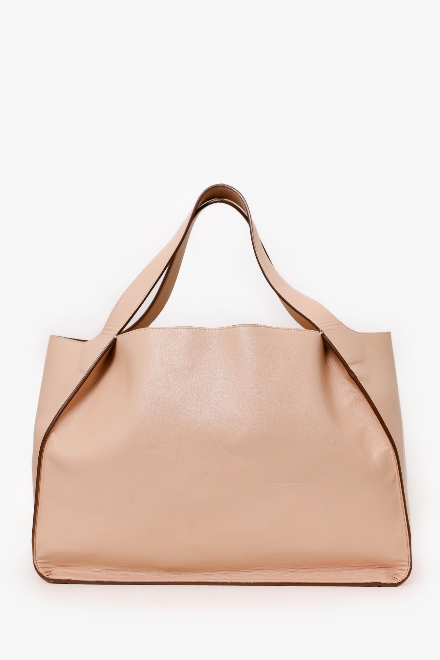 Stella McCartney Beige Faux Leather Perforated Logo Tote With Pouch