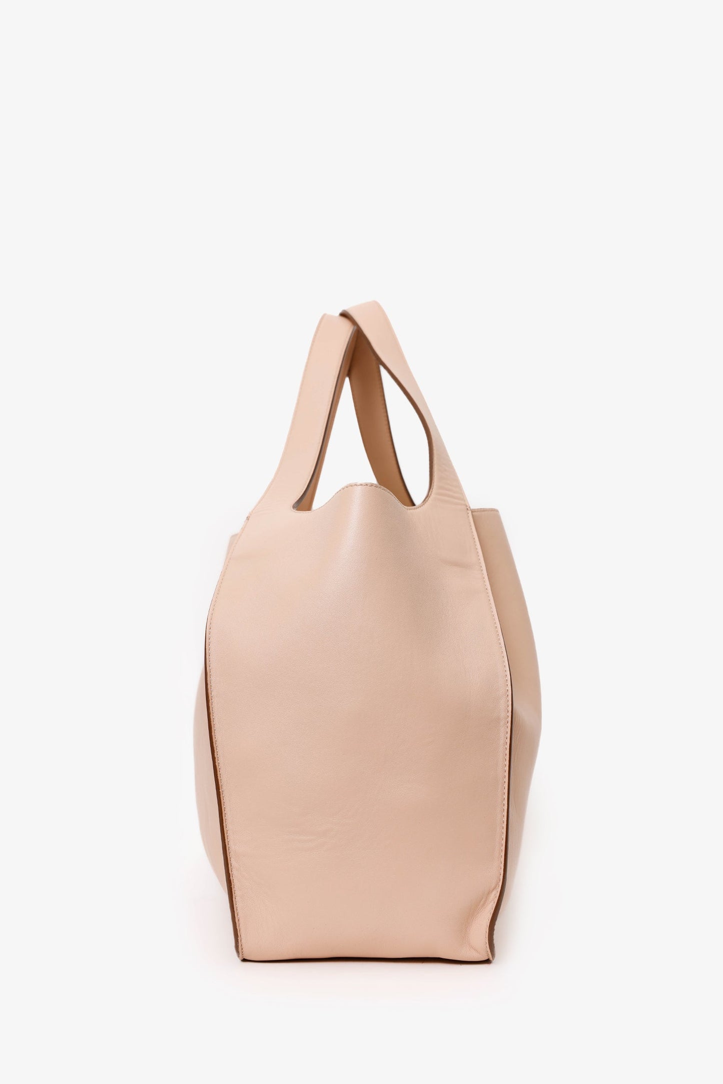 Stella McCartney Beige Faux Leather Perforated Logo Tote With Pouch