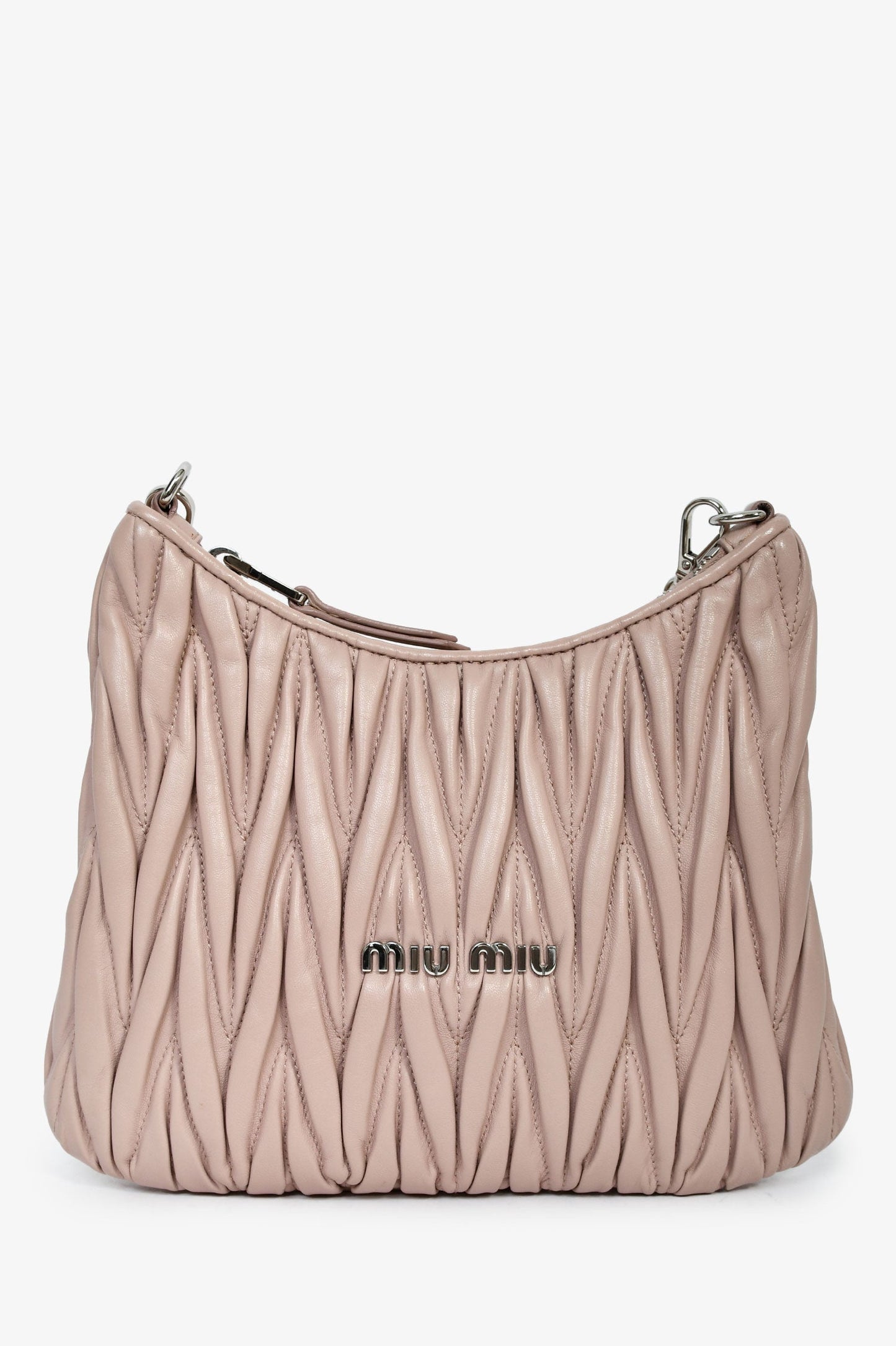 Miu Miu 2021 Pink Leather Matelasse 'Pocket' Crossbody Bag