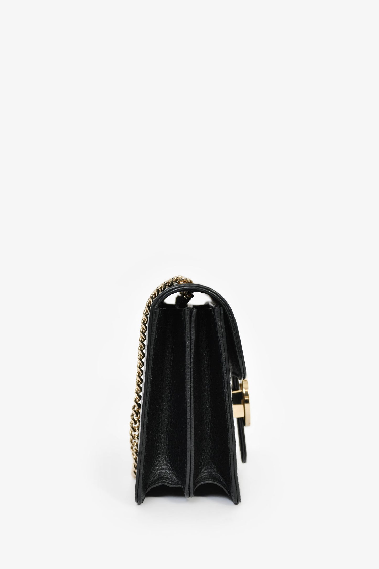 Gucci Black Leather GG Interlocking Small Chain Crossbody Bag