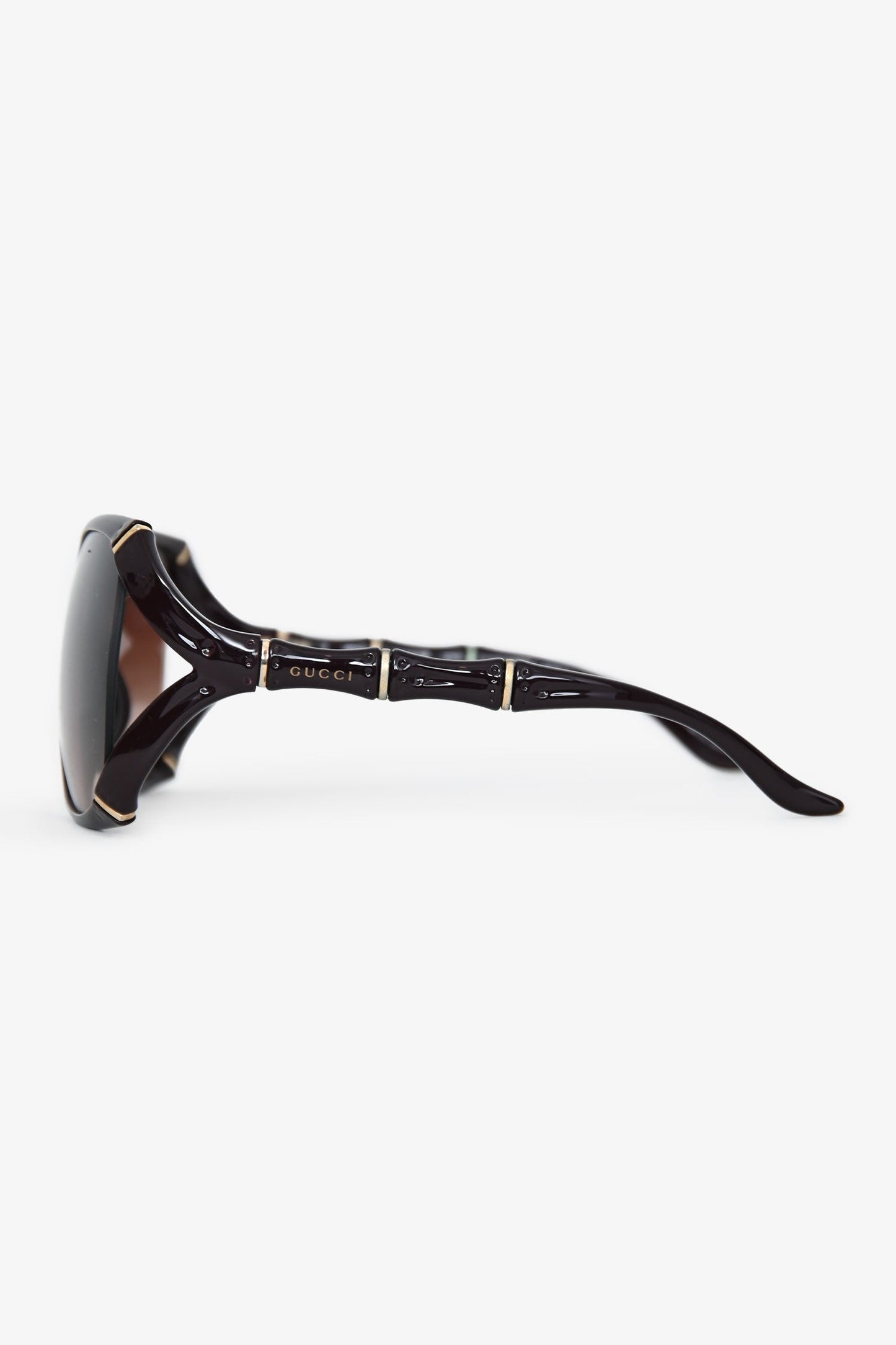 Gucci Dark Purple Havana Acetate Bamboo Effect Sunglasses