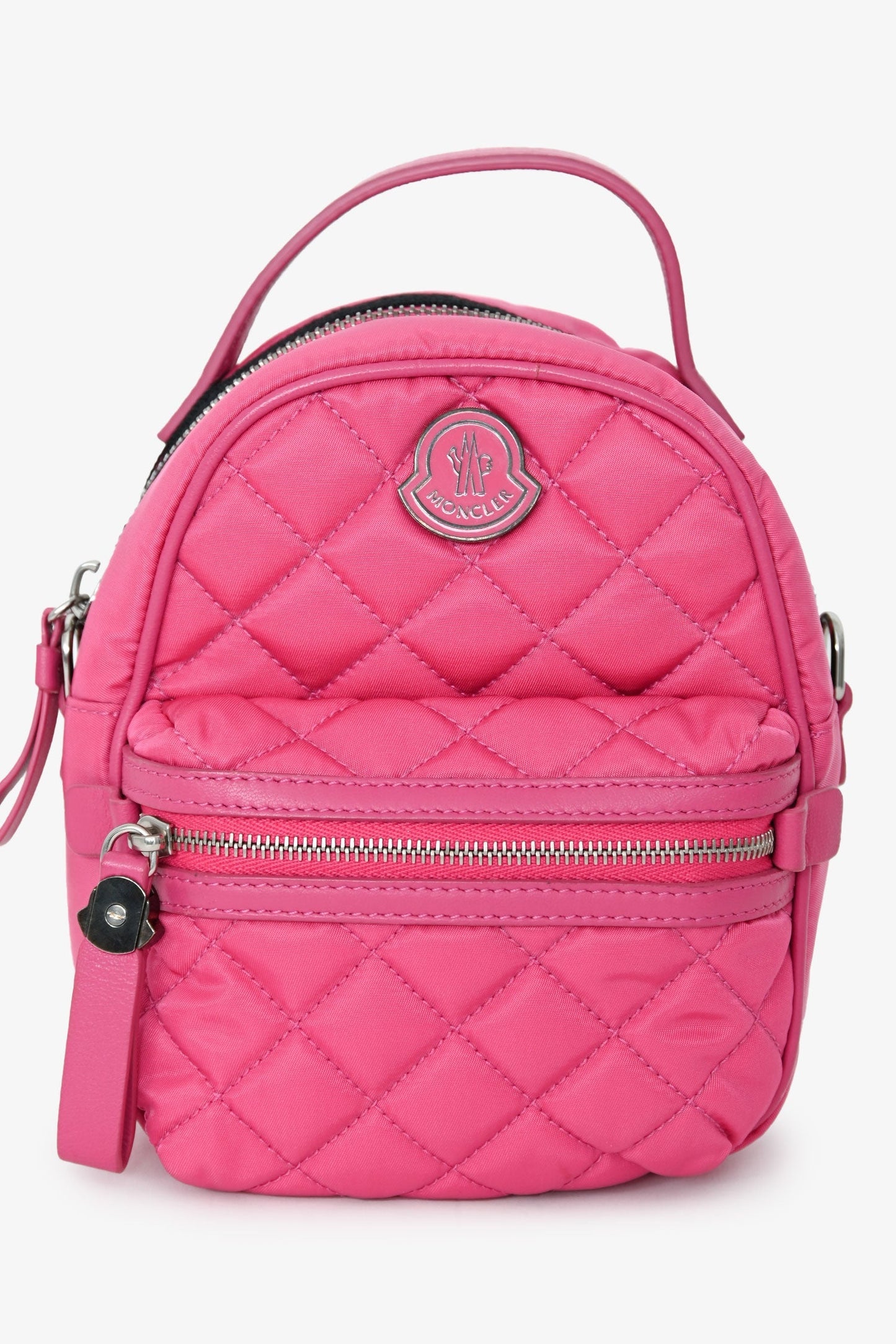 Moncler Pink Nylon Quilted Mini Crossbody Bag