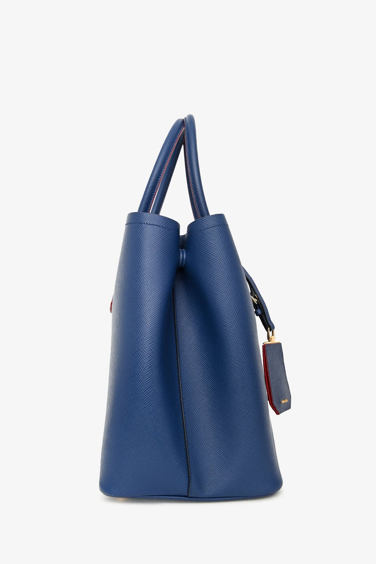 Prada Blue Saffiano Cuir Medium Double Tote