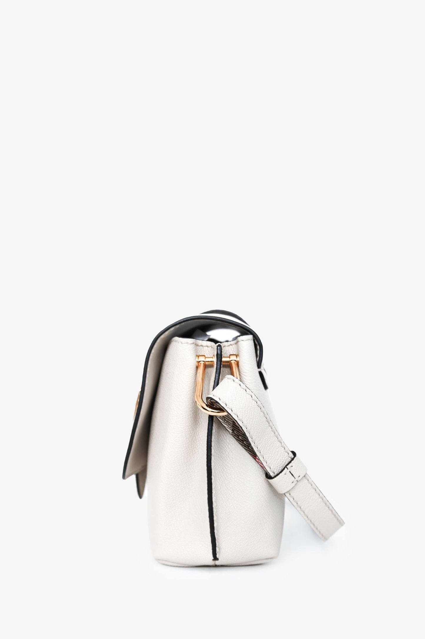 Burberry White Leather Buckle Crossbody Bag