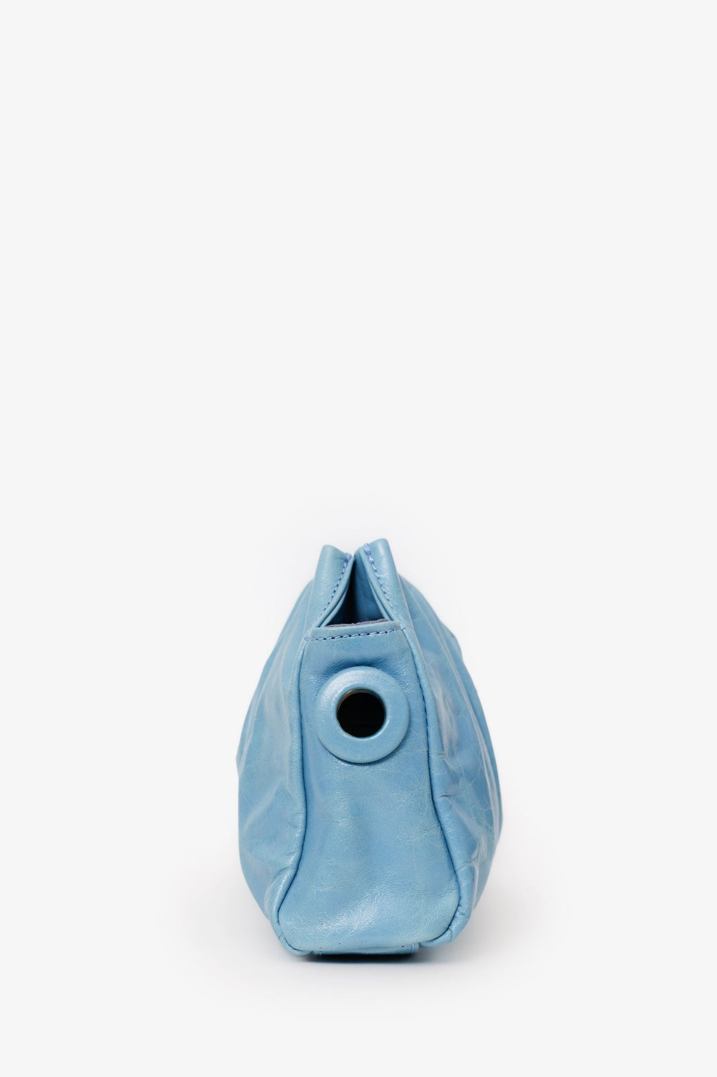 Elleme Blue Leather Pleated Shoulder Bag