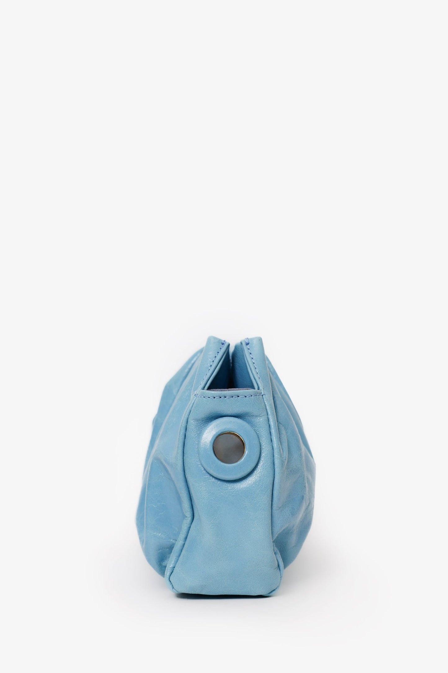 Elleme Blue Leather Pleated Shoulder Bag