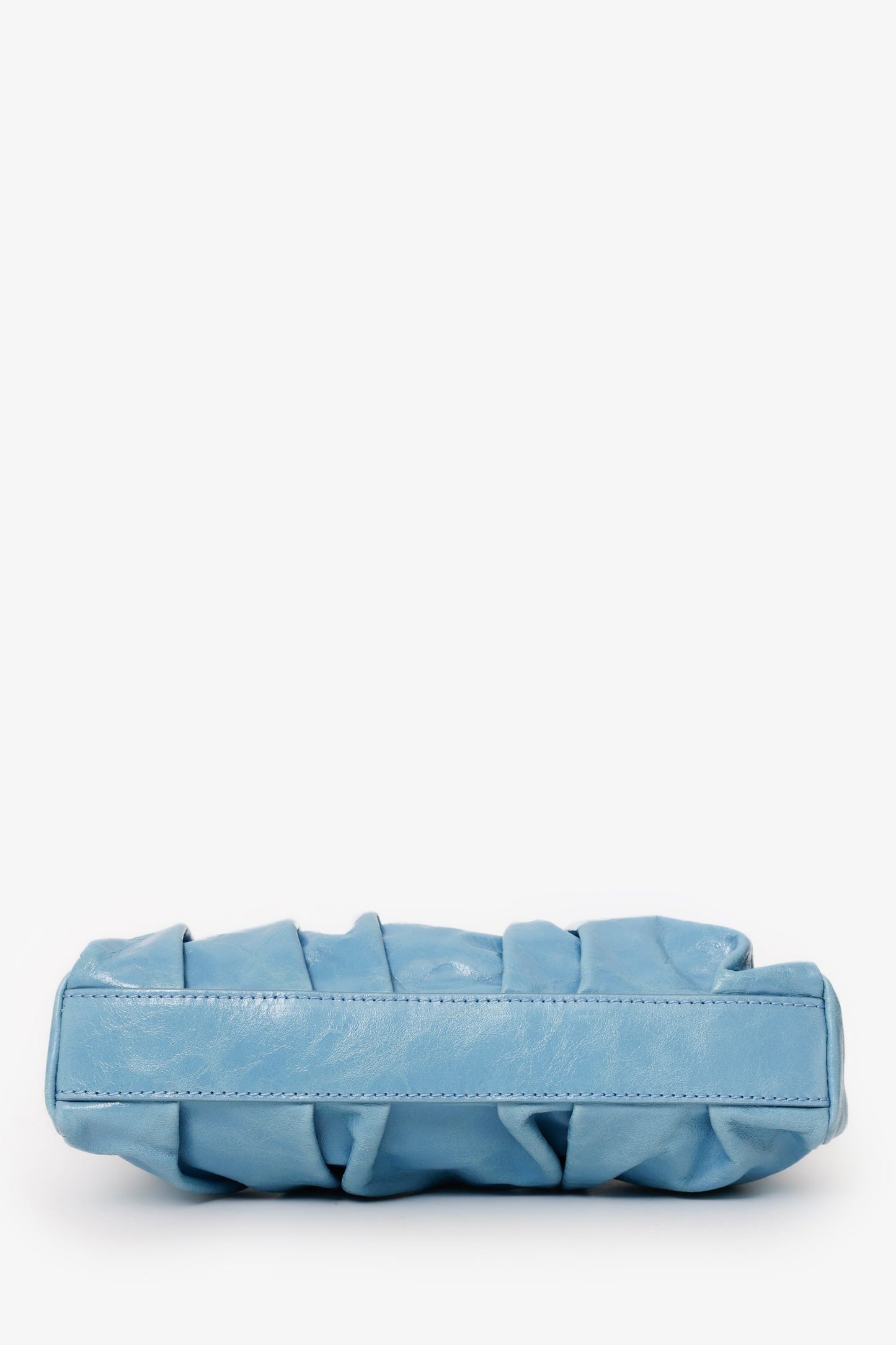 Elleme Blue Leather Pleated Shoulder Bag
