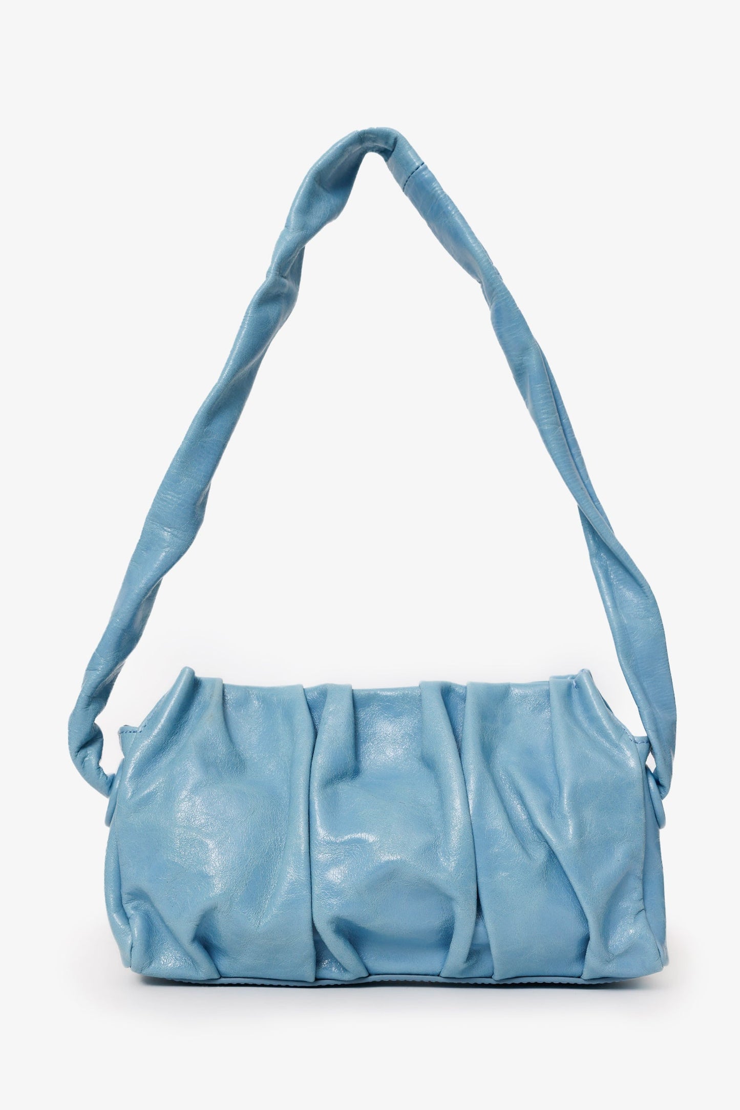 Elleme Blue Leather Pleated Shoulder Bag