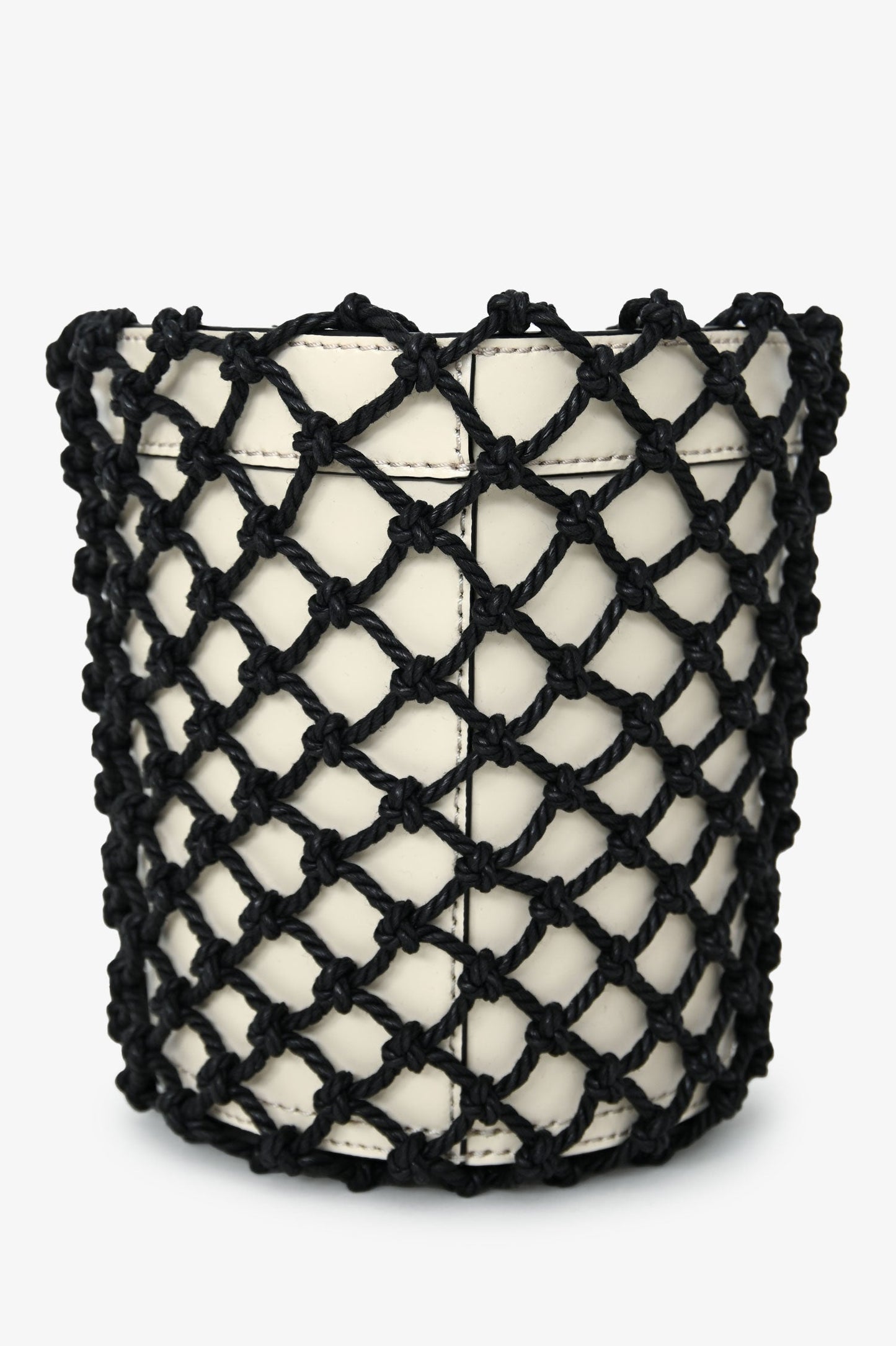 Staud Cream/Black Moreau Net Bucket Bag