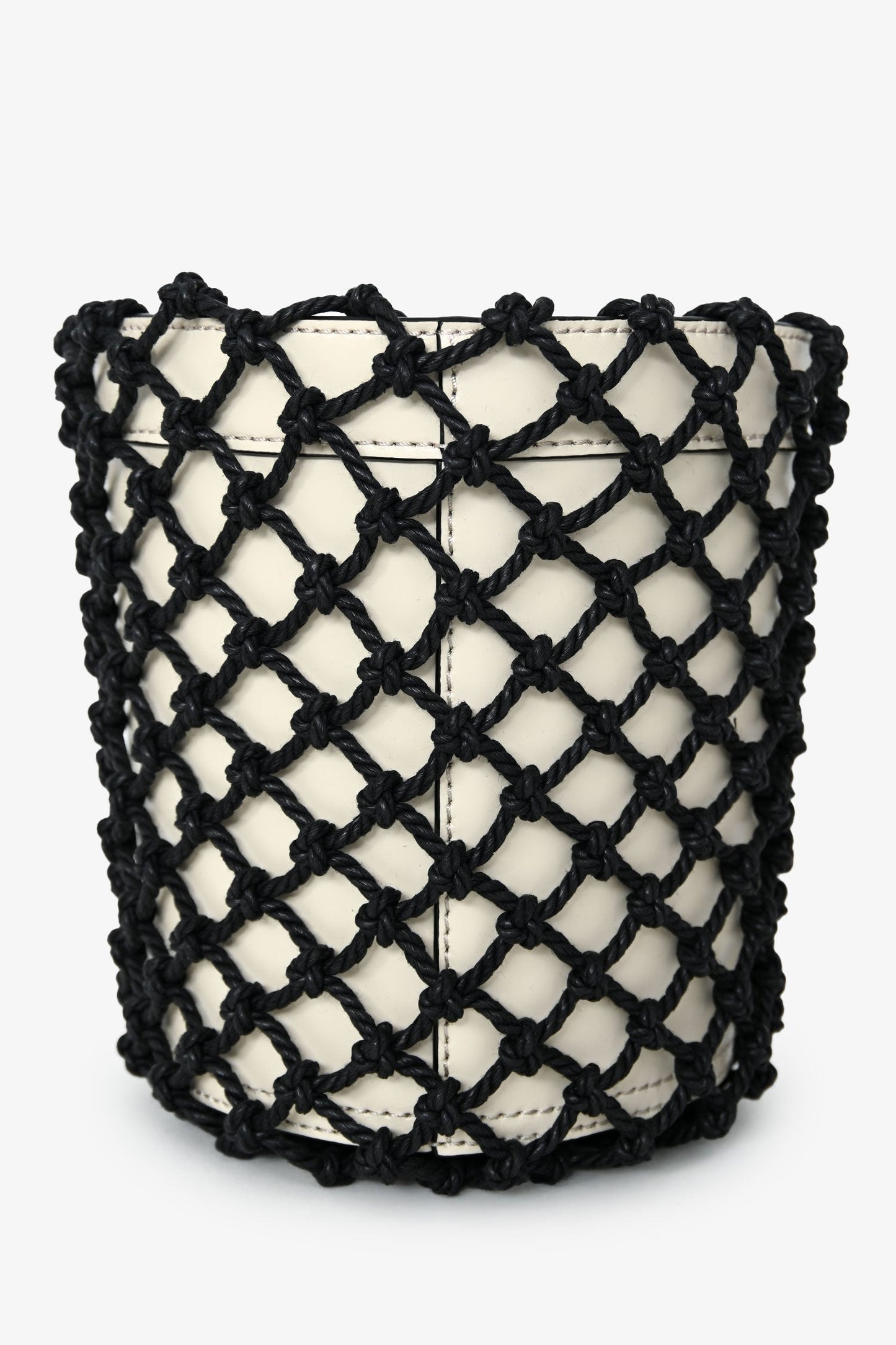 Staud Cream/Black Moreau Net Bucket Bag