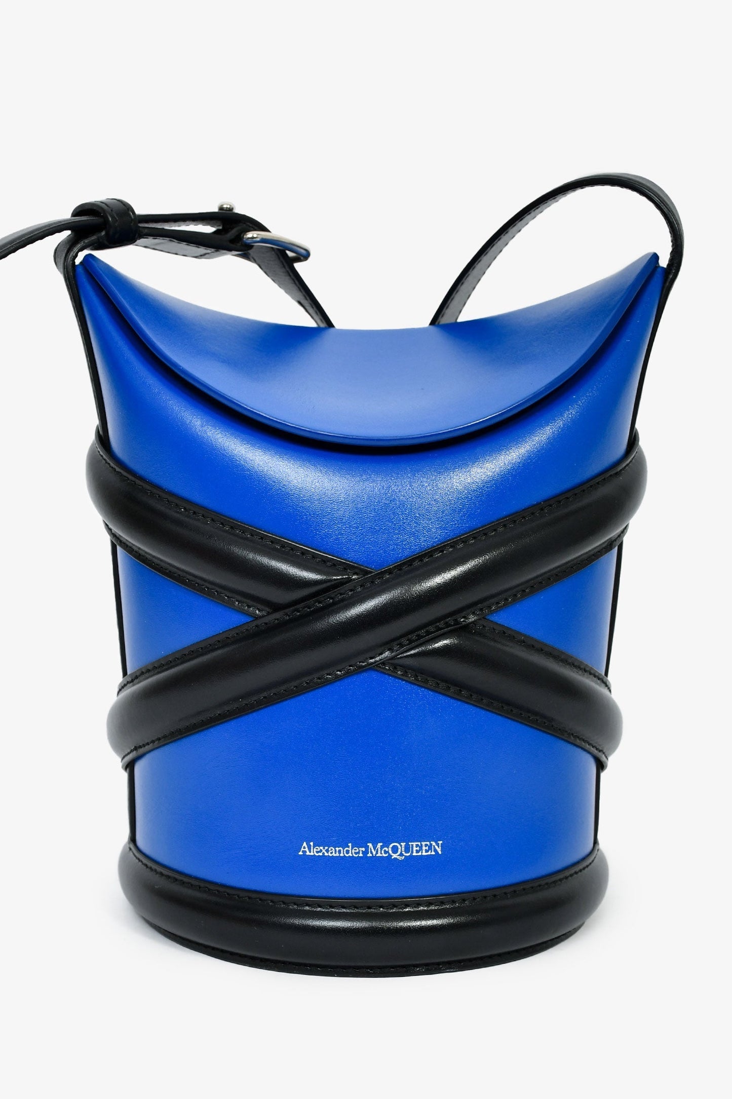Alexander McQueen Blue/Black Leather Small 'Curve' Crossbody Bag