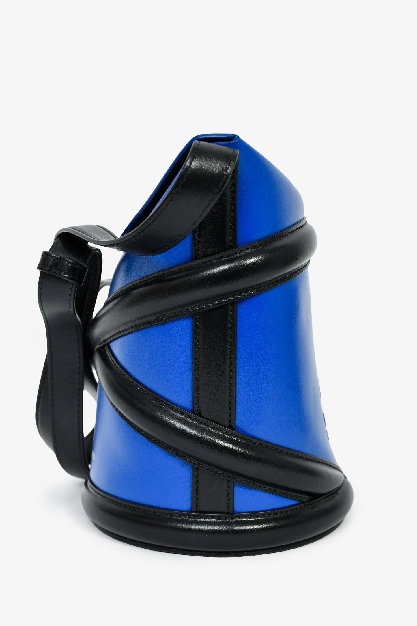 Alexander McQueen Blue/Black Leather Small 'Curve' Crossbody Bag