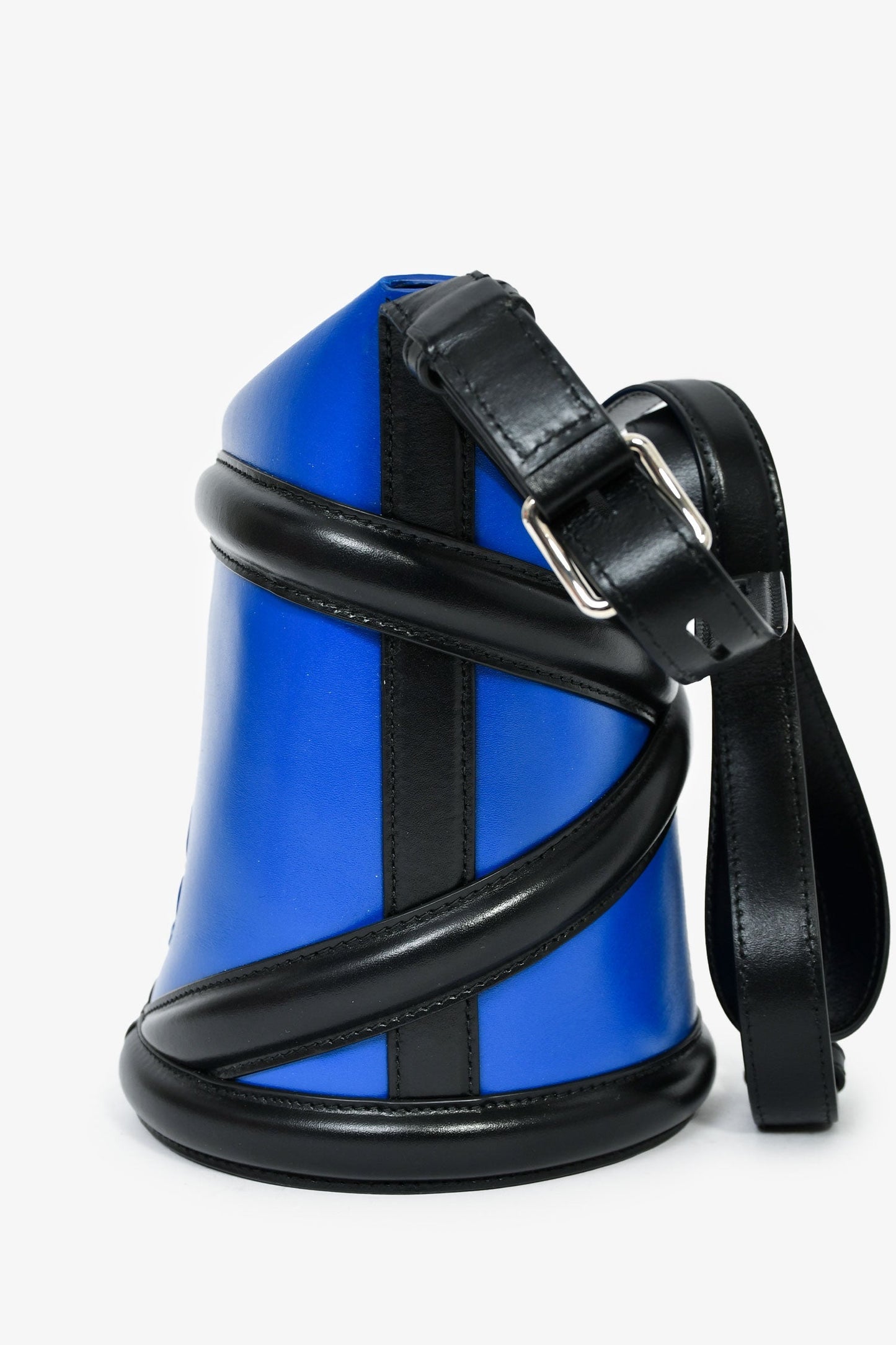 Alexander McQueen Blue/Black Leather Small 'Curve' Crossbody Bag