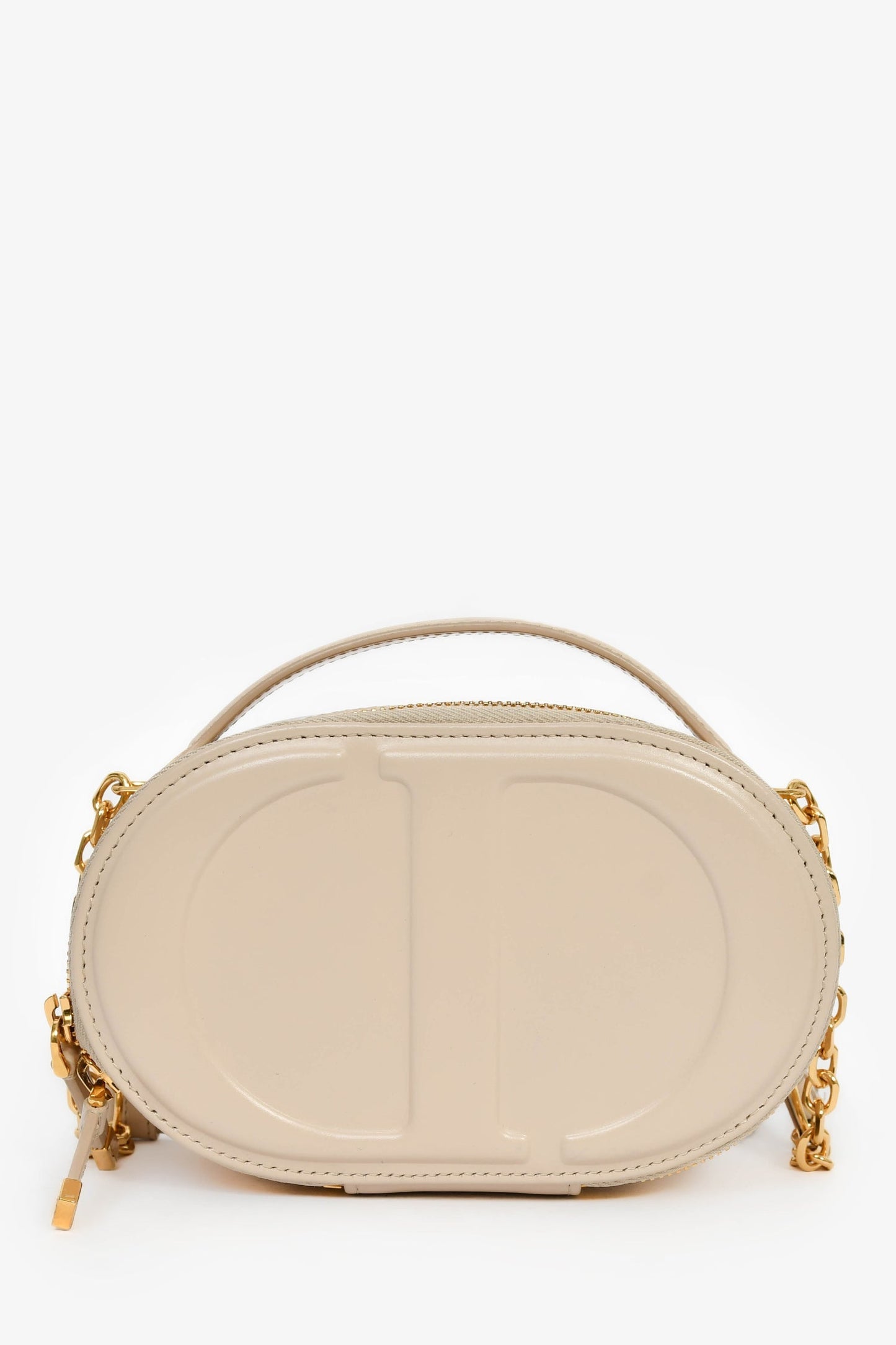Christian Dior 2023 Beige Leather Oval Camera Crossbody Bag
