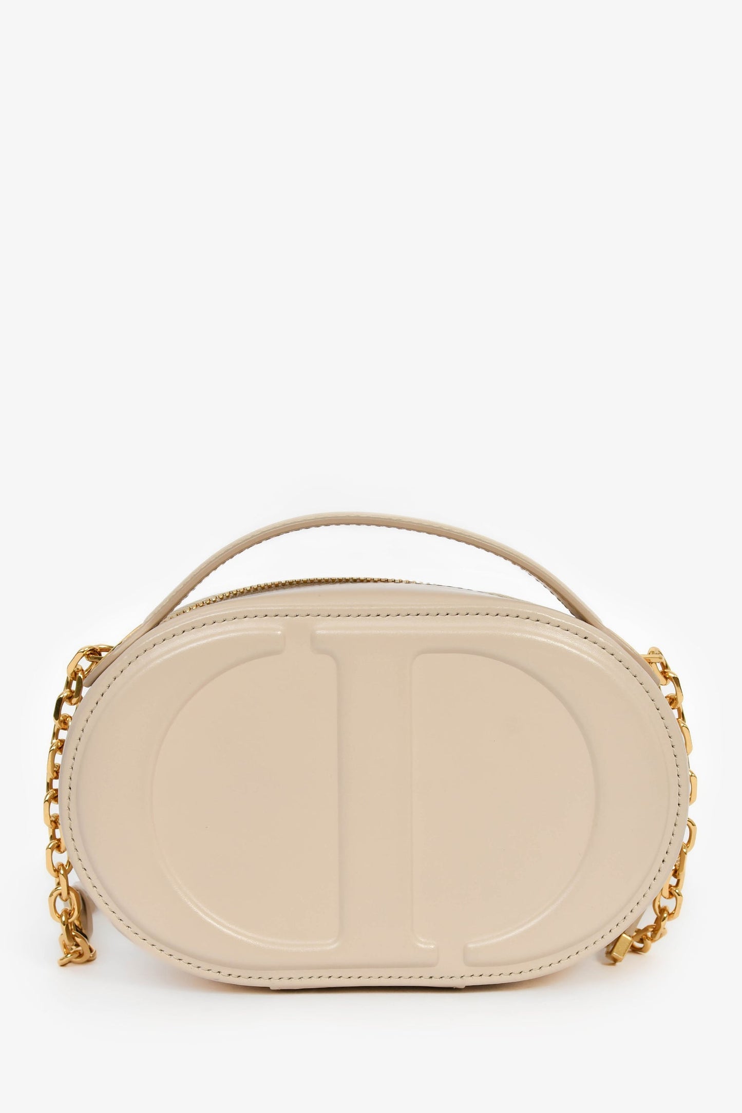 Christian Dior 2023 Beige Leather Oval Camera Crossbody Bag