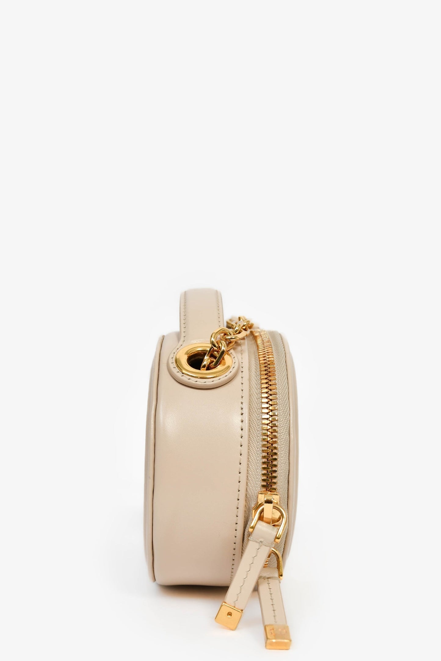 Christian Dior 2023 Beige Leather Oval Camera Crossbody Bag