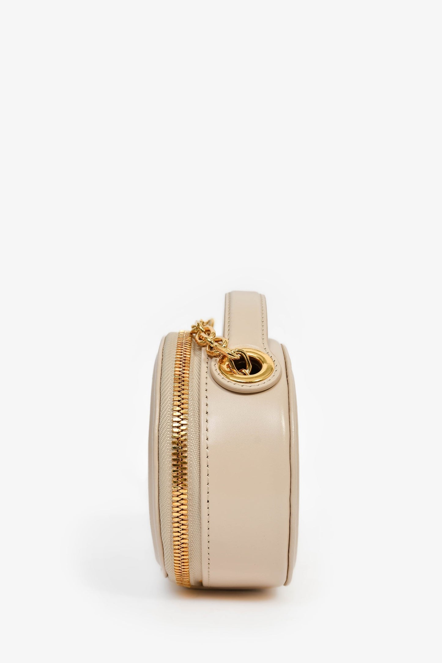 Christian Dior 2023 Beige Leather Oval Camera Crossbody Bag