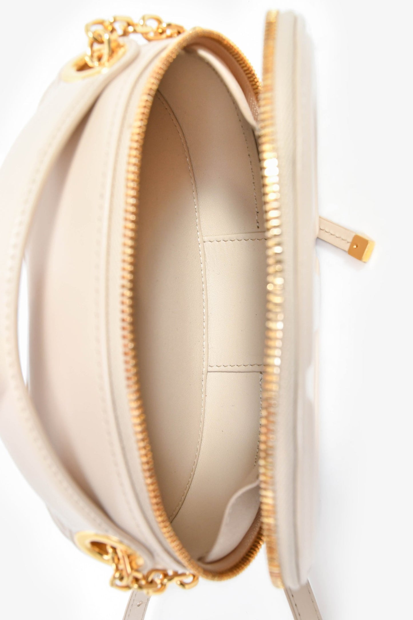 Christian Dior 2023 Beige Leather Oval Camera Crossbody Bag