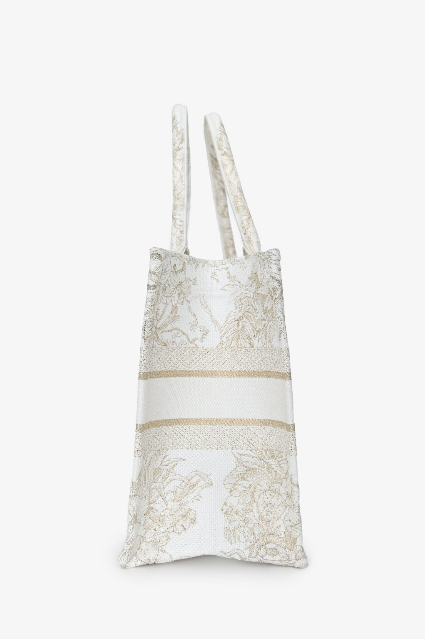 Christian Dior 2022 Metallic & White Canvas Medium Book Tote