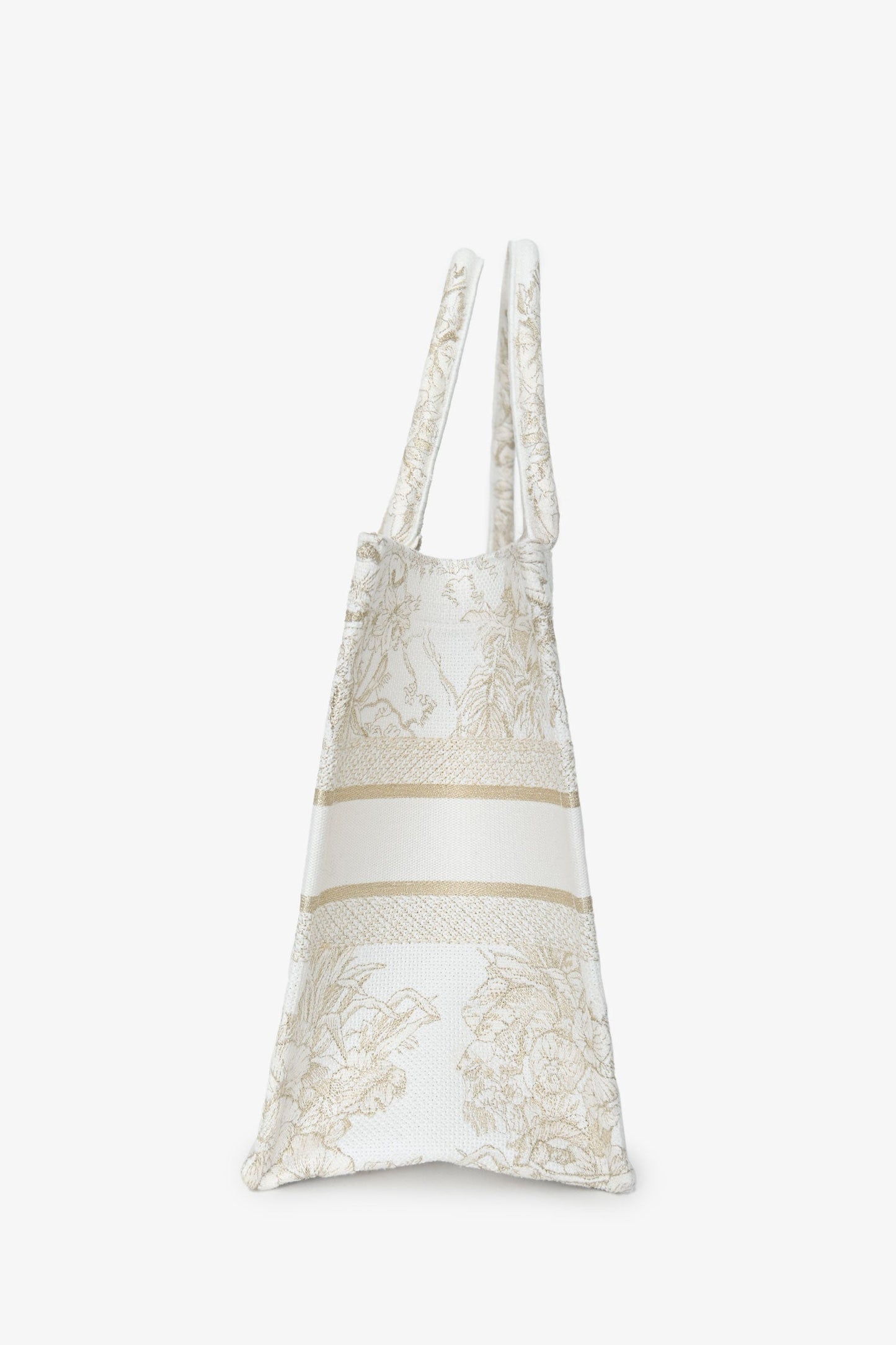 Christian Dior 2022 Metallic & White Canvas Medium Book Tote