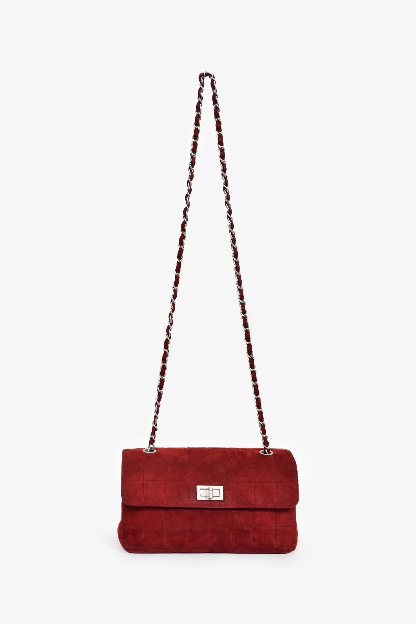 Chanel™ 2000/2002 Burgundy Suede 2.55 'Choco Bar' Reissue Shoulder Bag