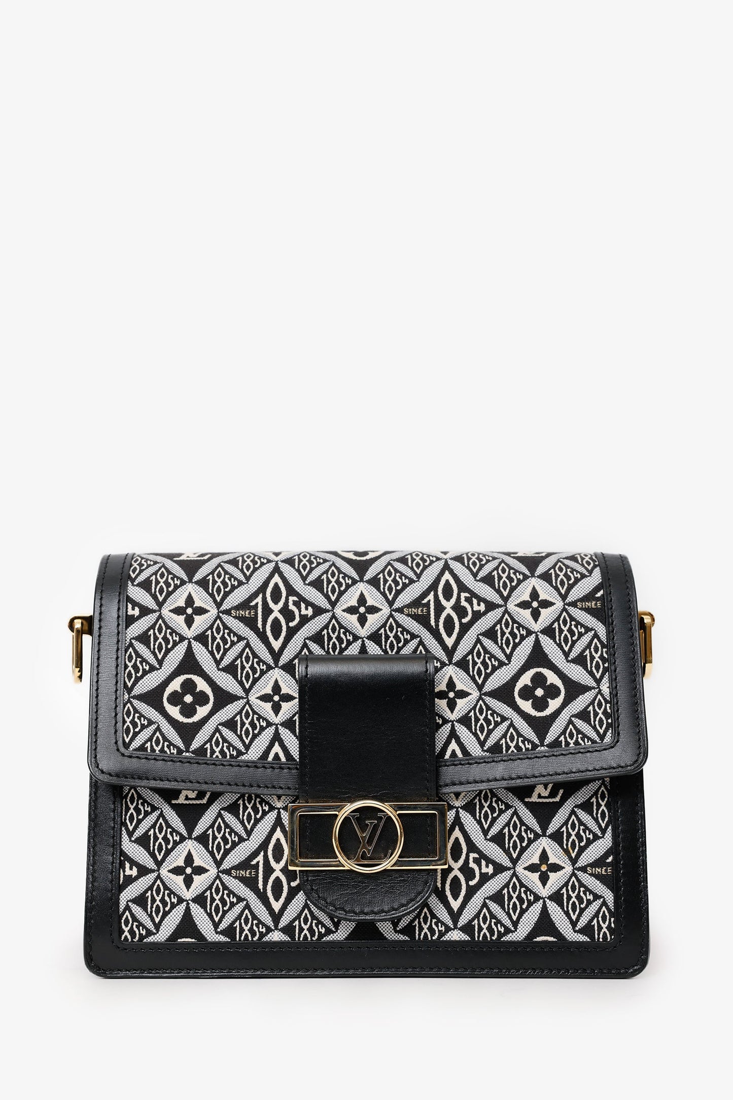 Louis Vuitton 2020 Black/White Jacquard Since 1854 Dauphine MM Bag With Strap