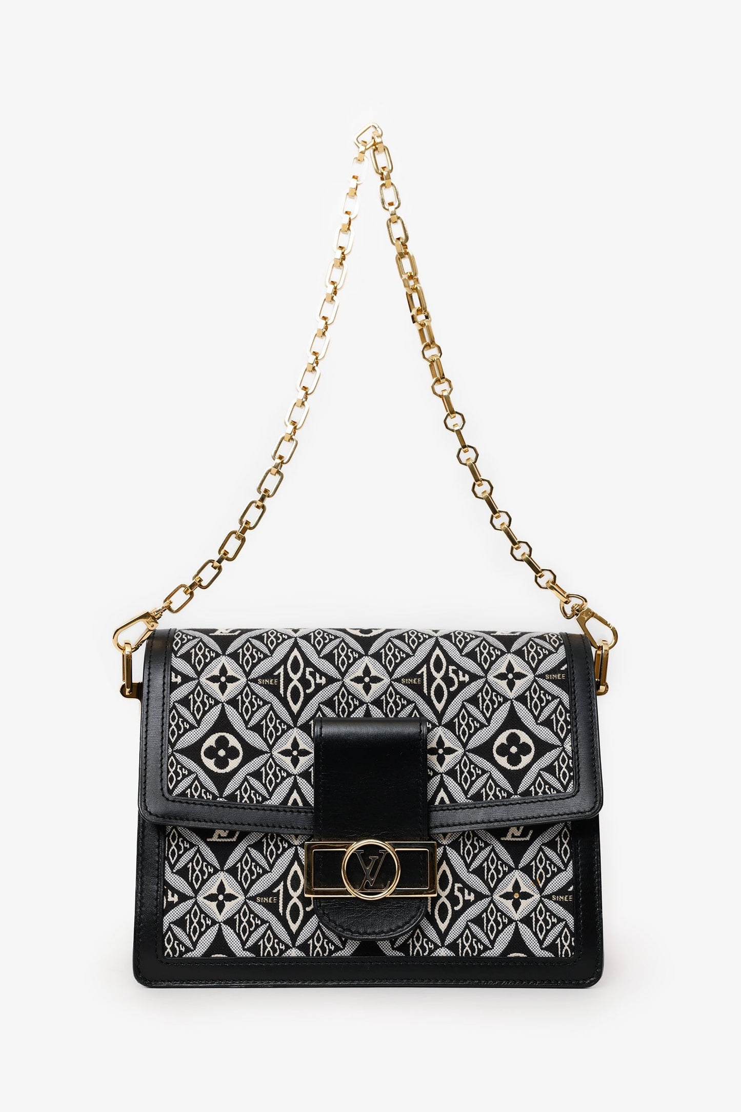 Louis Vuitton 2020 Black/White Jacquard Since 1854 Dauphine MM Bag With Strap