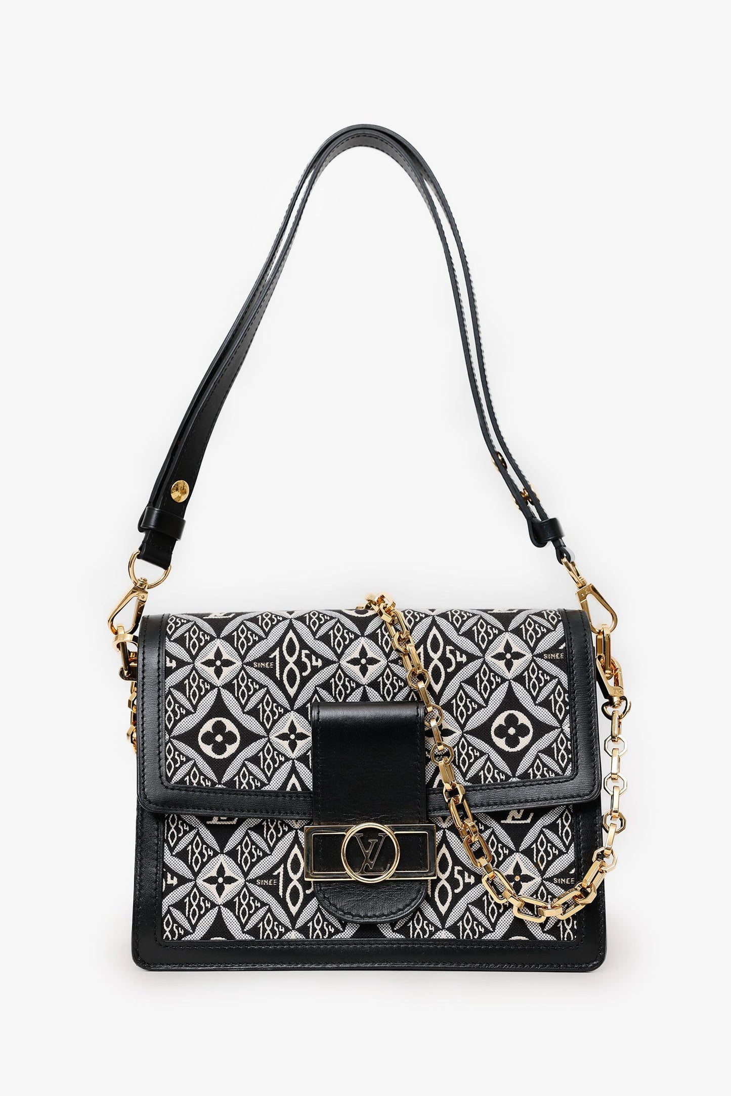 Louis Vuitton 2020 Black/White Jacquard Since 1854 Dauphine MM Bag With Strap