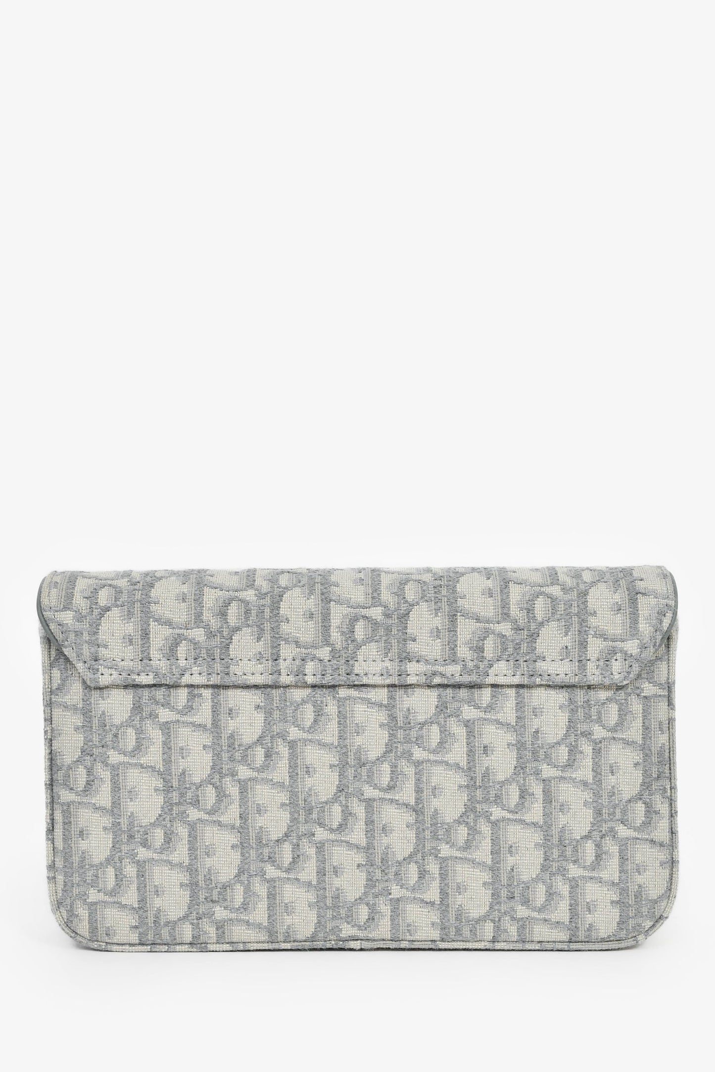 Christian Dior 2023 Grey Oblique Canvas Medium Saddle Pouch With Chain