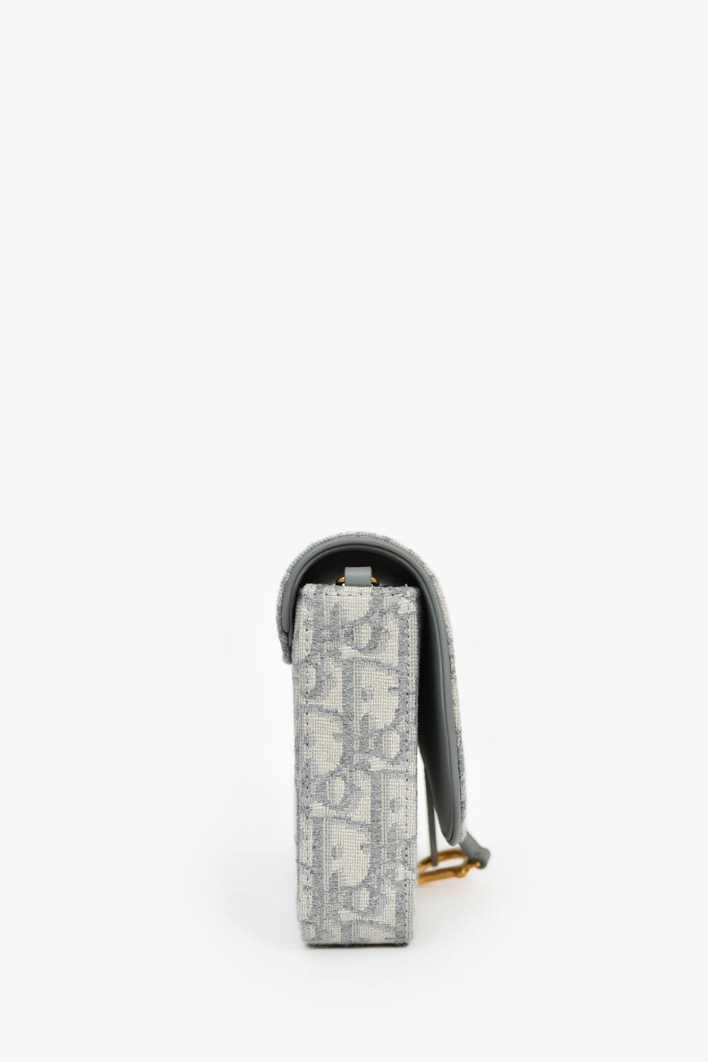 Christian Dior 2023 Grey Oblique Canvas Medium Saddle Pouch With Chain