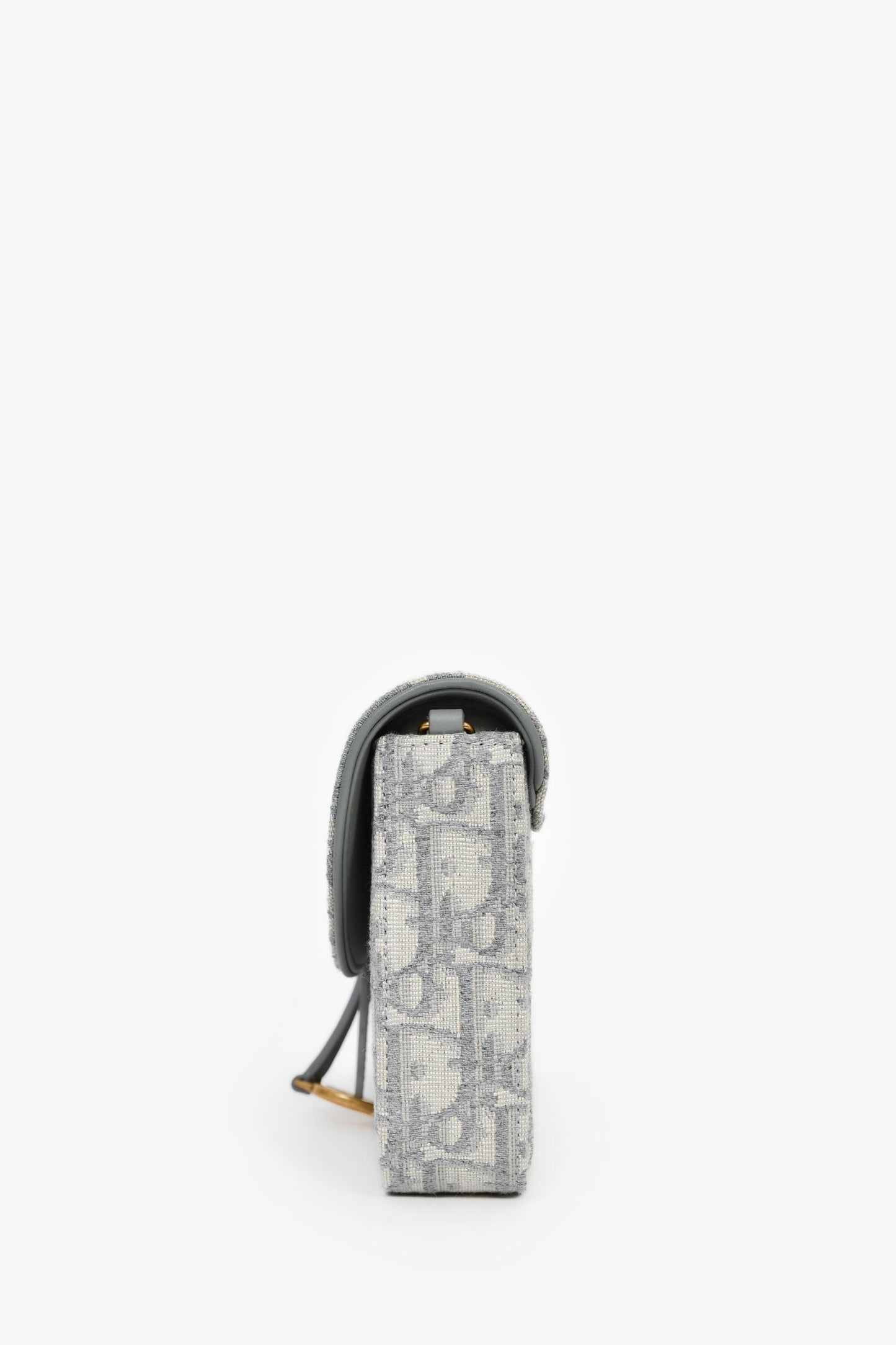 Christian Dior 2023 Grey Oblique Canvas Medium Saddle Pouch With Chain
