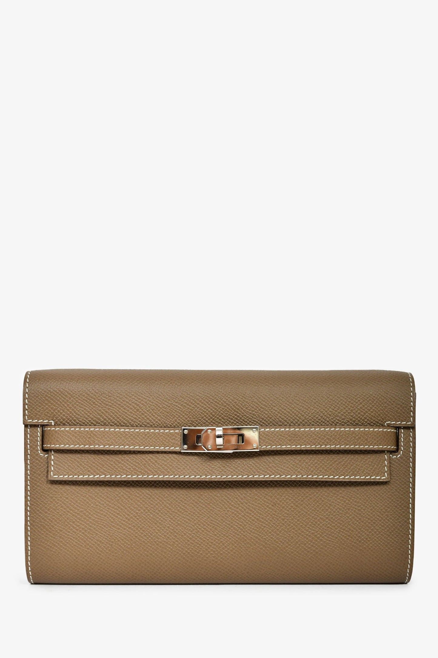 Hermès 2020 Etoupe Epsom Kelly 'To Go' Wallet With Strap