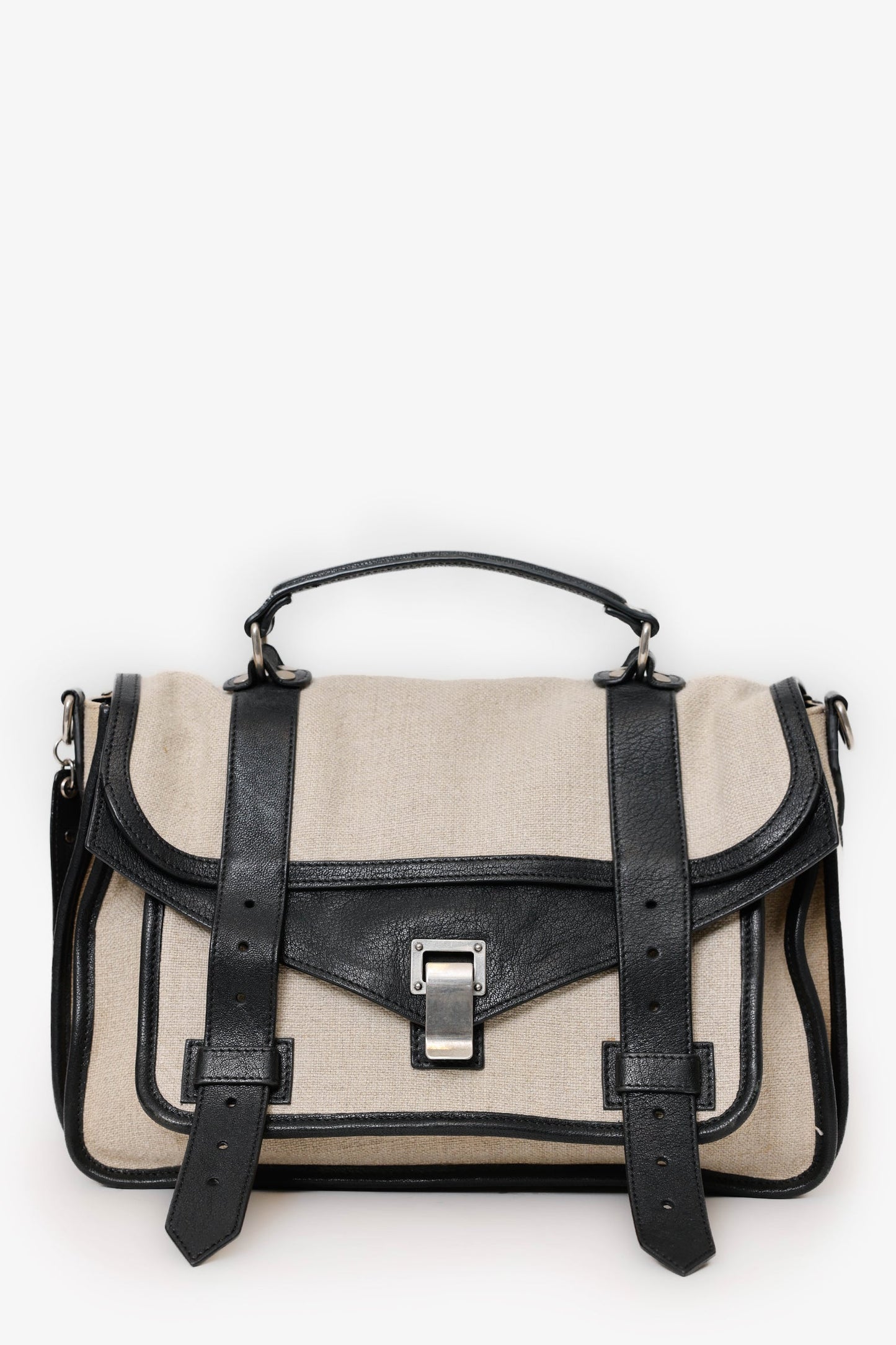 Proenza Schouler Beige/Black Canvas/Leather PS1 Medium Satchel Bag