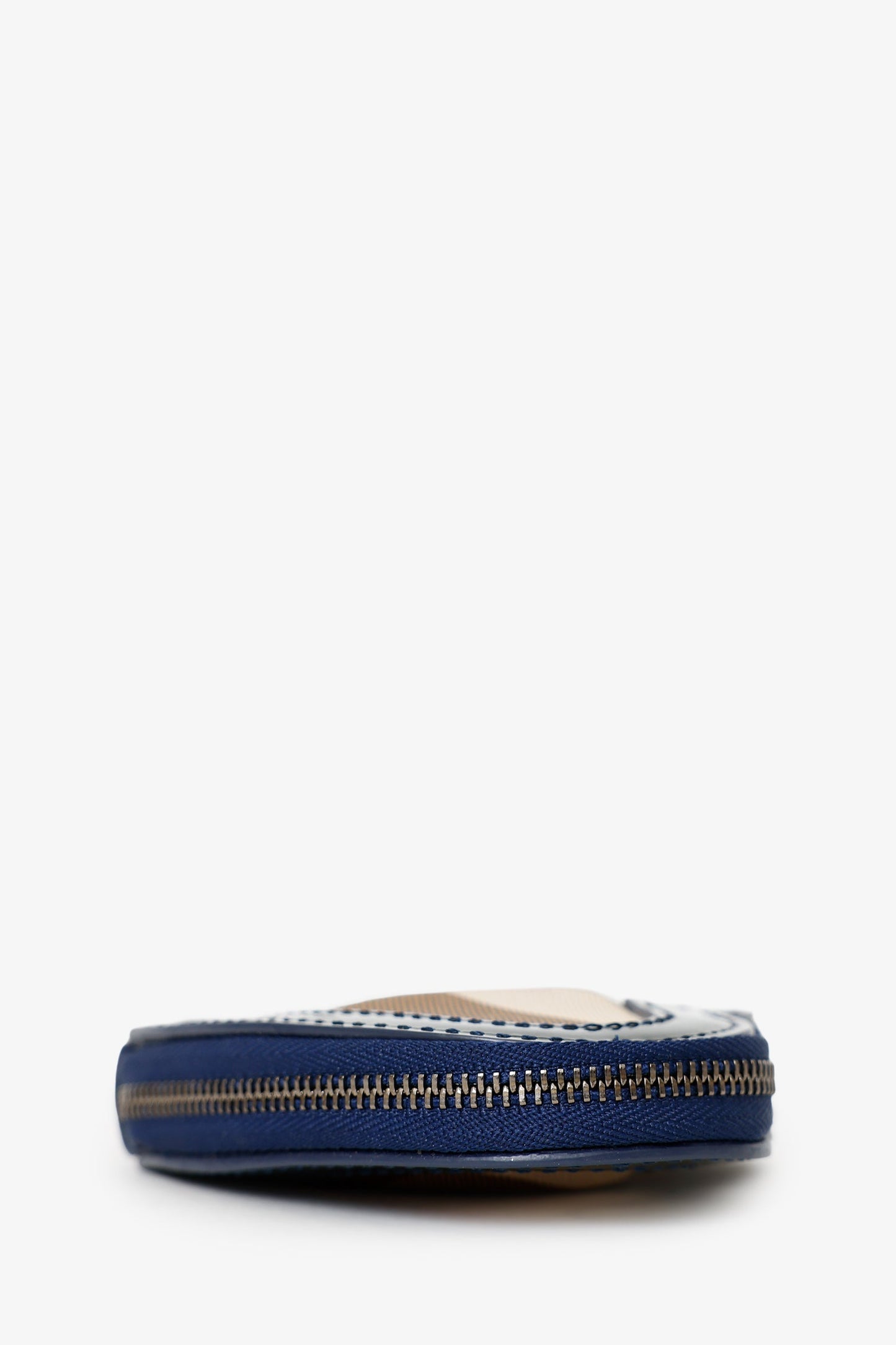 Burberry Black/Beige Patent/Canvas Nova Check Heart Coin Pouch