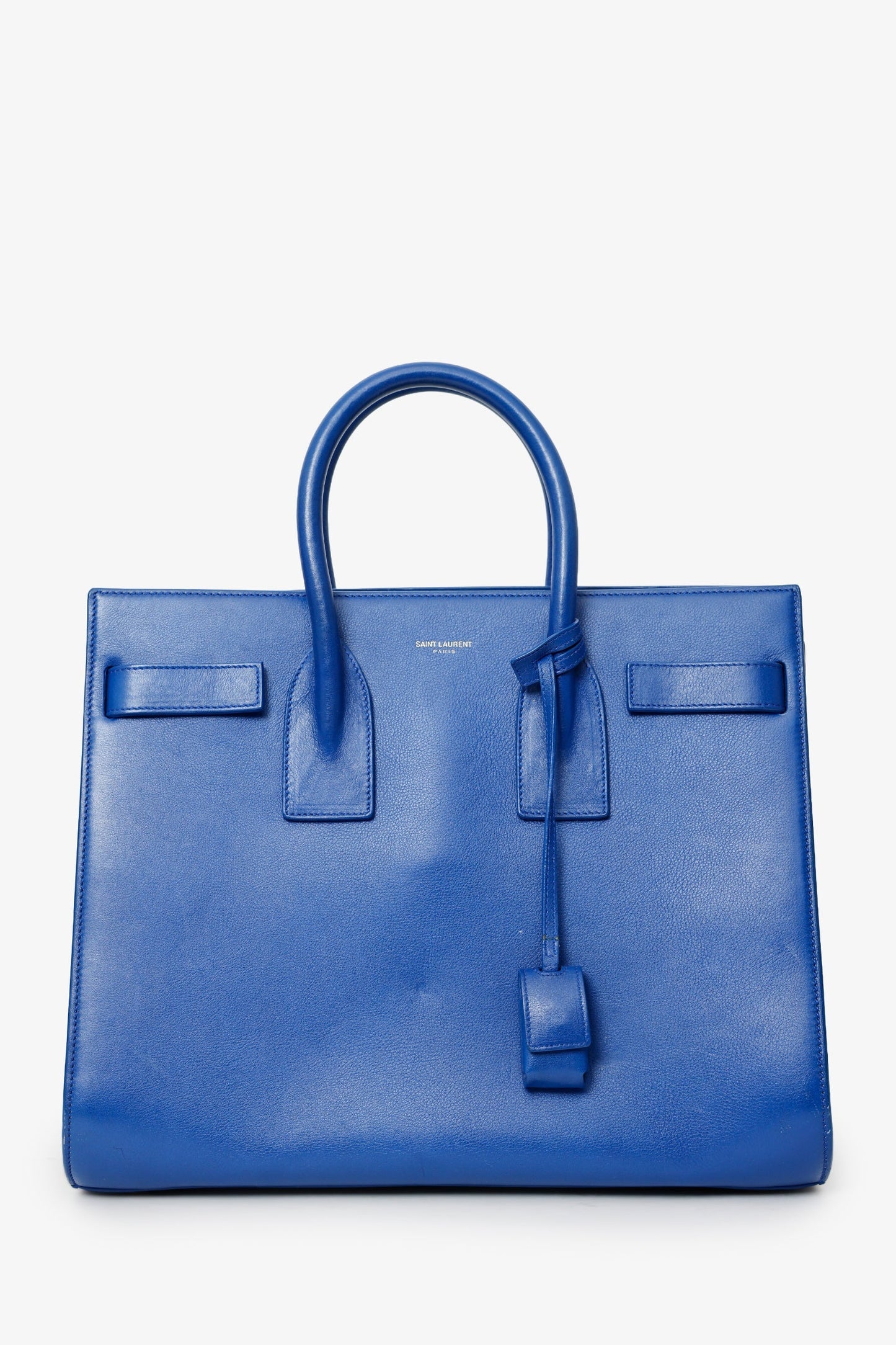 Saint Laurent Blue Leather Small Sac De Jour with Strap
