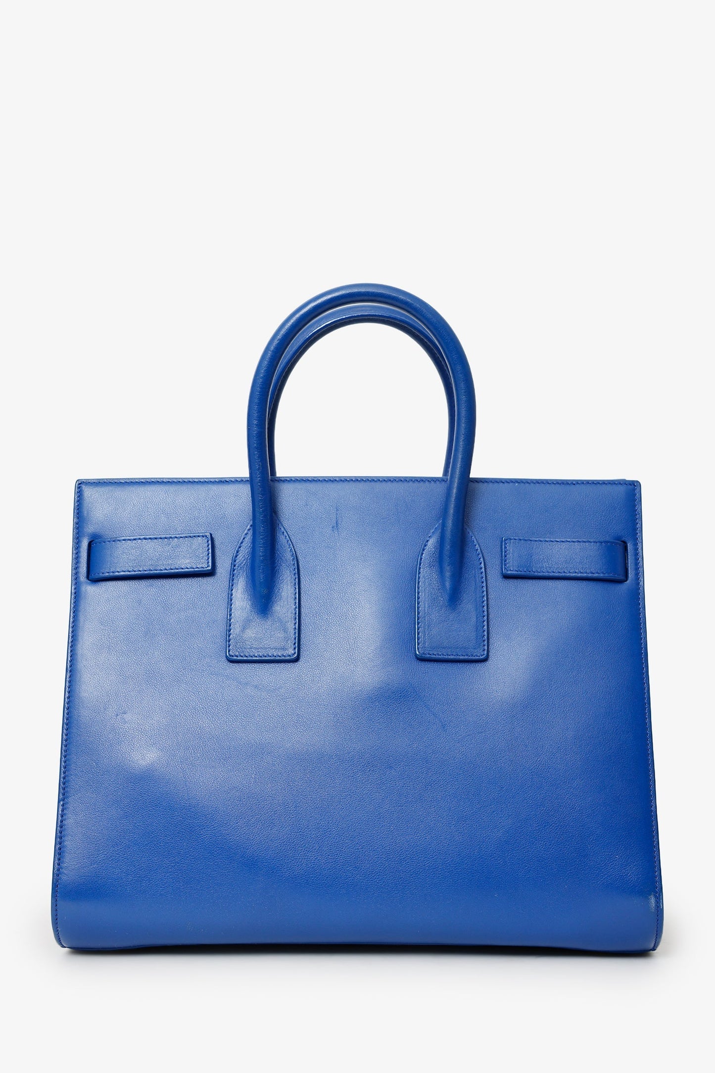 Saint Laurent Blue Leather Small Sac De Jour with Strap