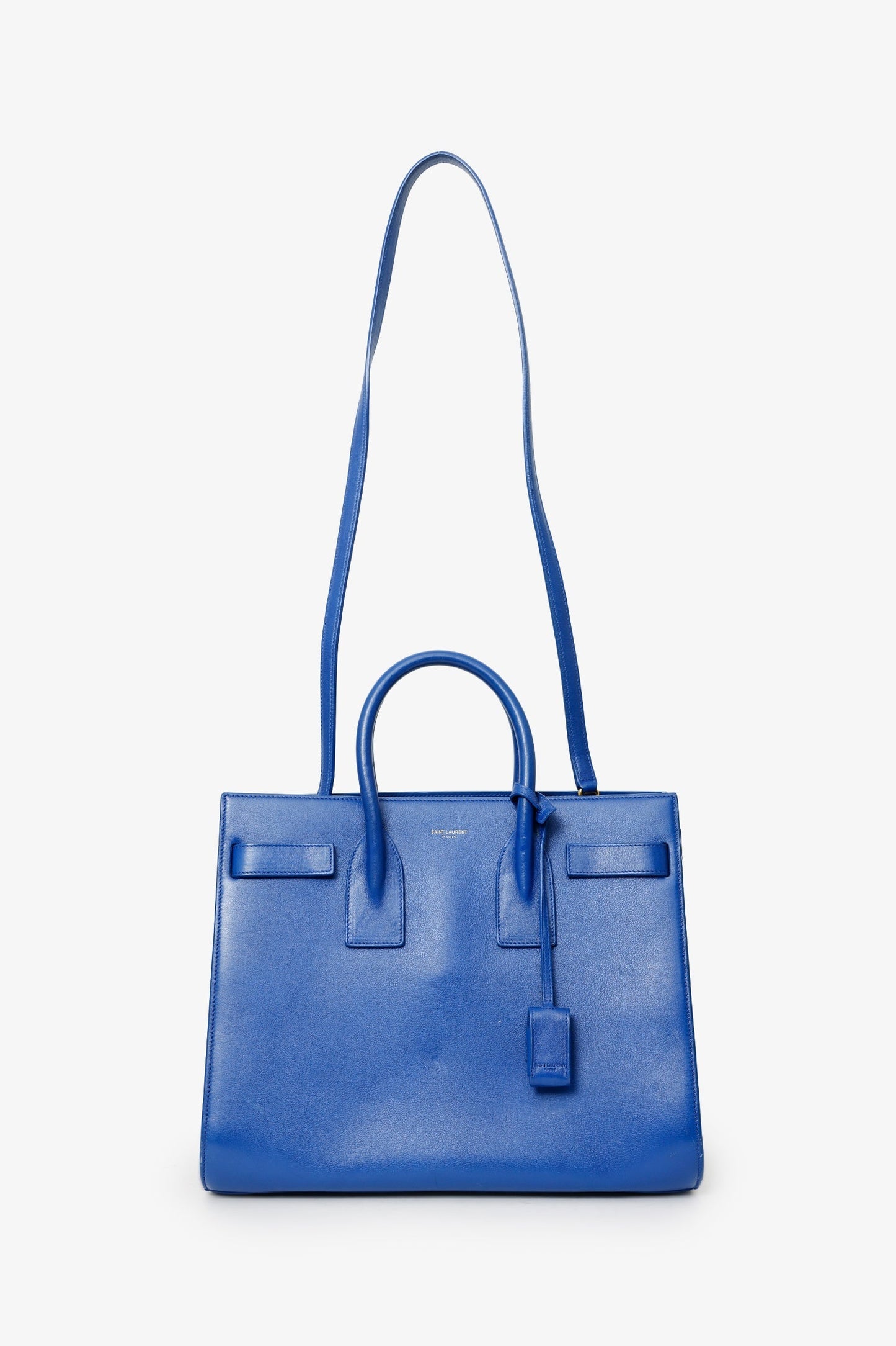 Saint Laurent Blue Leather Small Sac De Jour with Strap