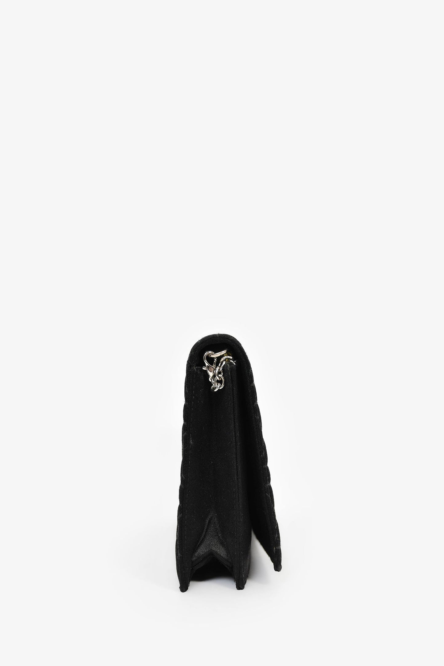 Christian Dior 2008 Black Satin Cannage Clutch On Chain