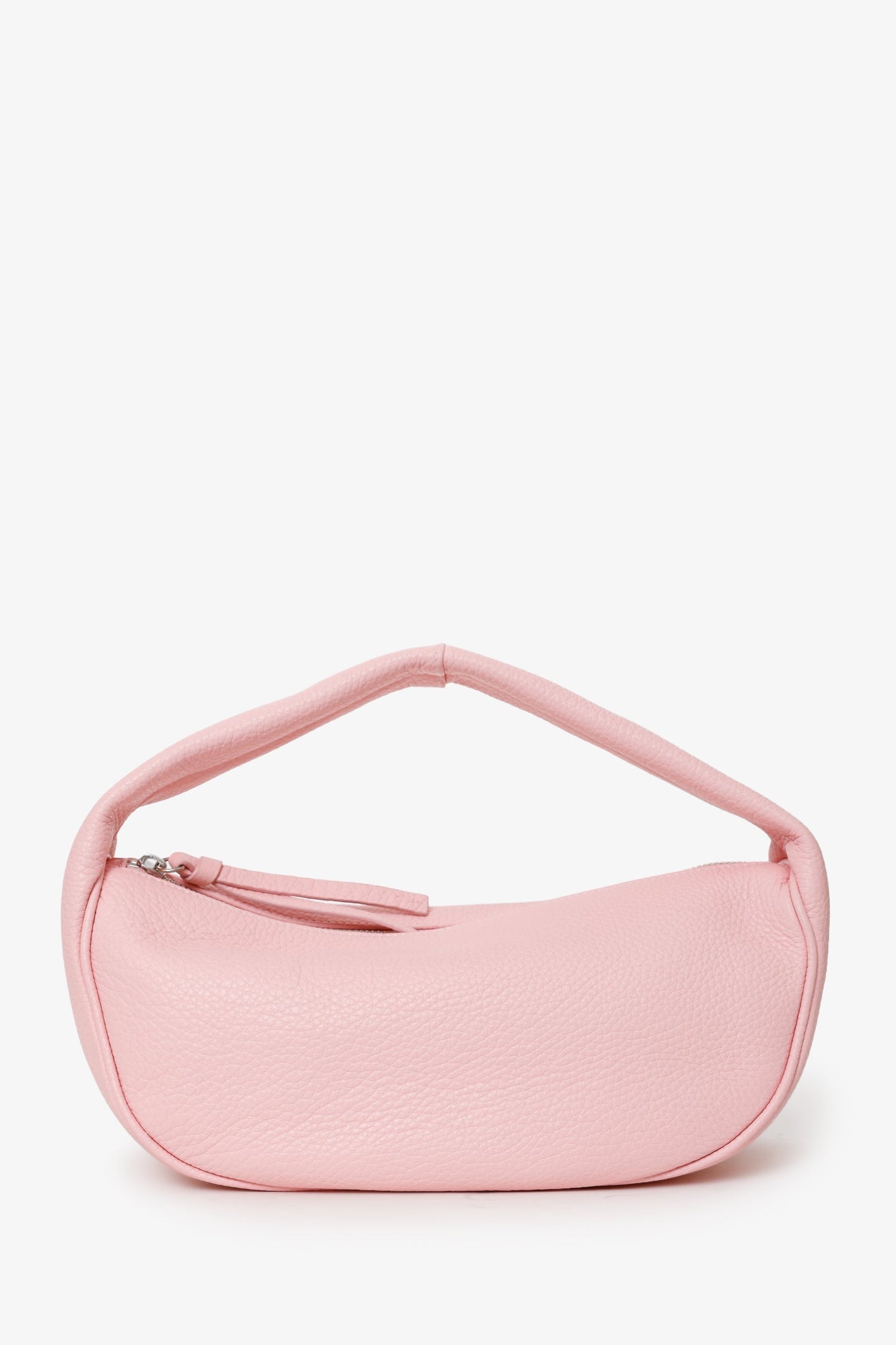 By Far Pink Grained Leather Top Handle Bag