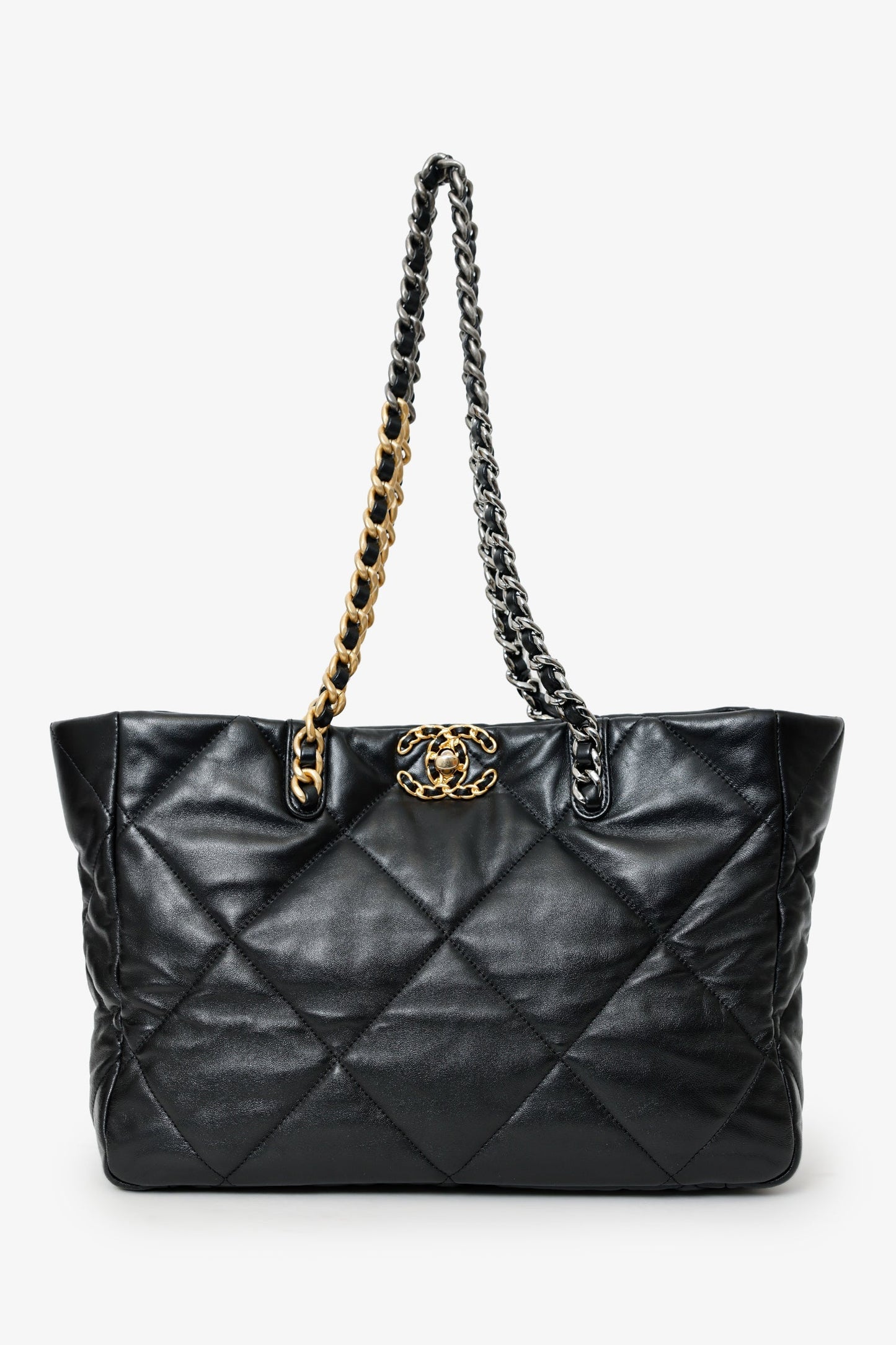 Chanel™ Black Quilted Lambskin '19 Shopping' Tote Bag