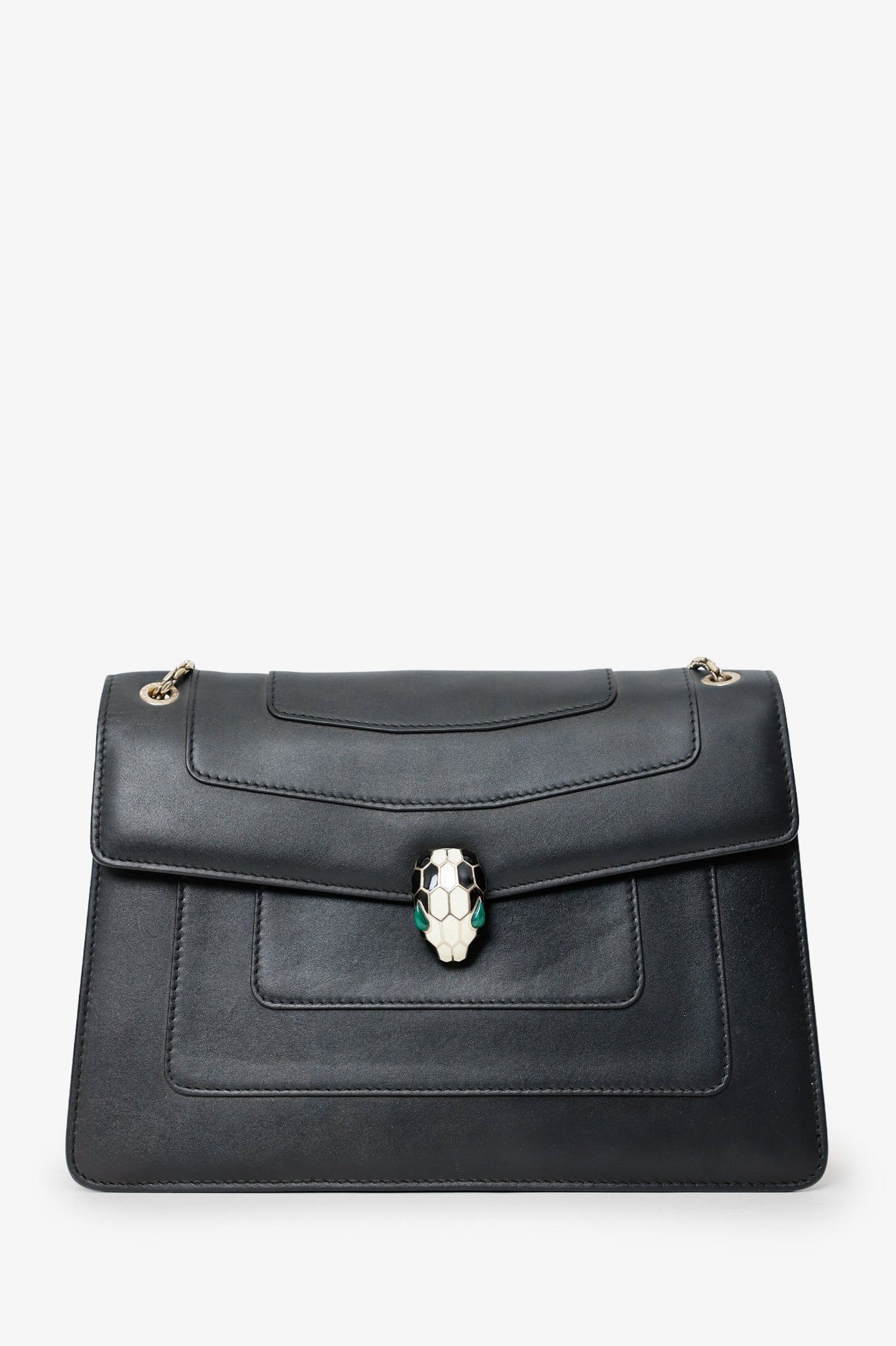 Bvlgari Black Leather Serpenti Shoulder Bag