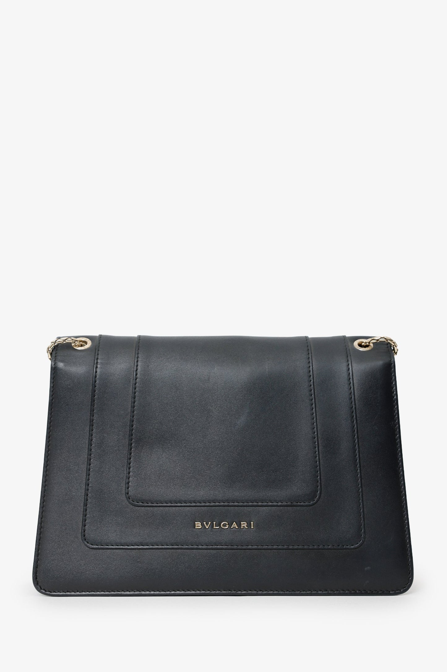 Bvlgari Black Leather Serpenti Shoulder Bag