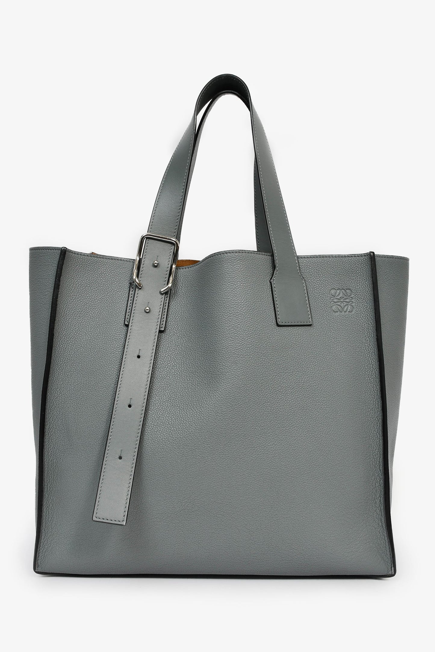 Loewe 2019 Asphalt Grey Leather Buckle Tote